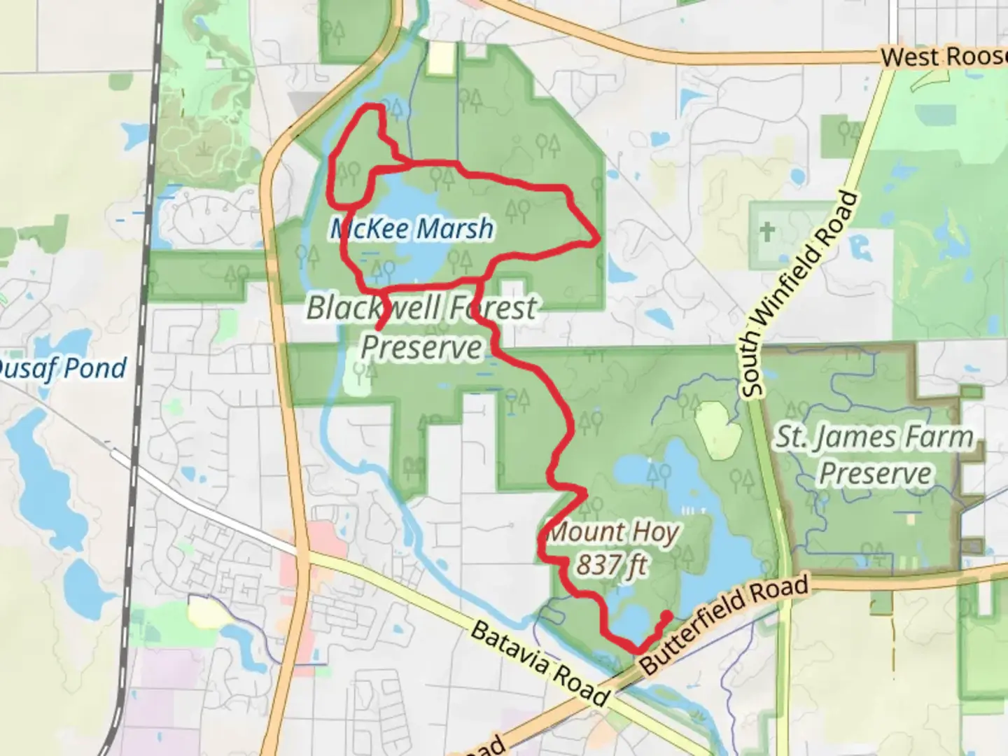 An image depicting the trail McKee Marsh, Mount Hoy - West Branch DuPage River Trail and its surrounding area.