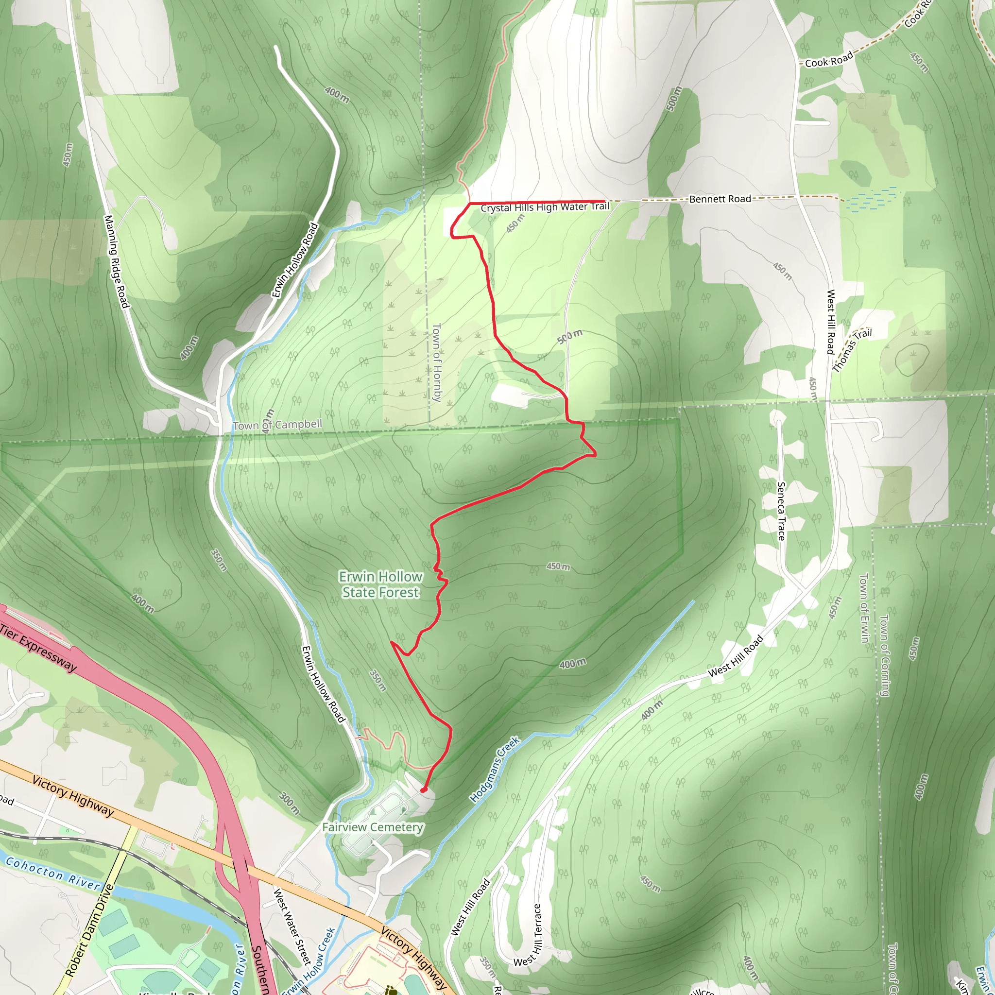 Crystal Hills Trail from Parkview road to Crystal Hills High Water Trail mobile static map