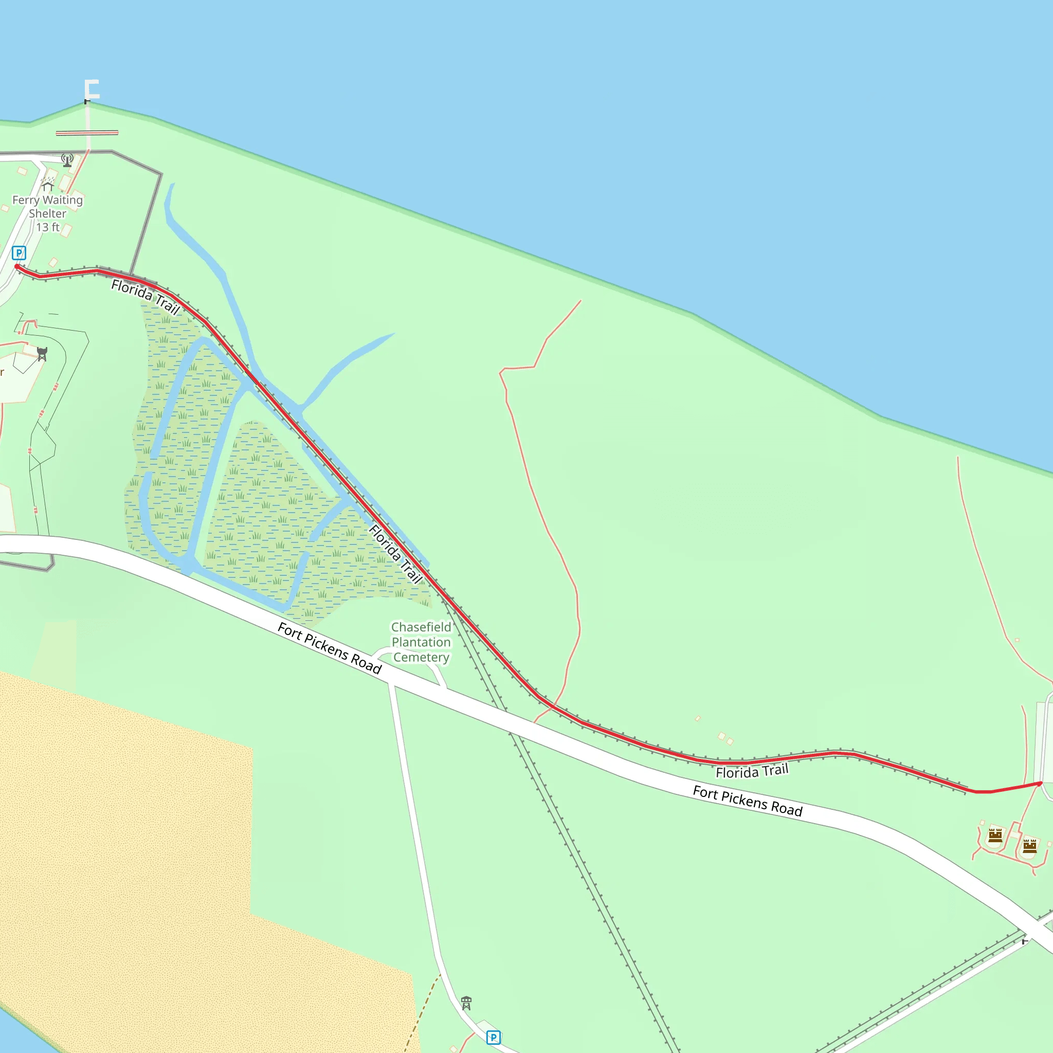Fort Pickens via Florida Trail - Short mobile static map
