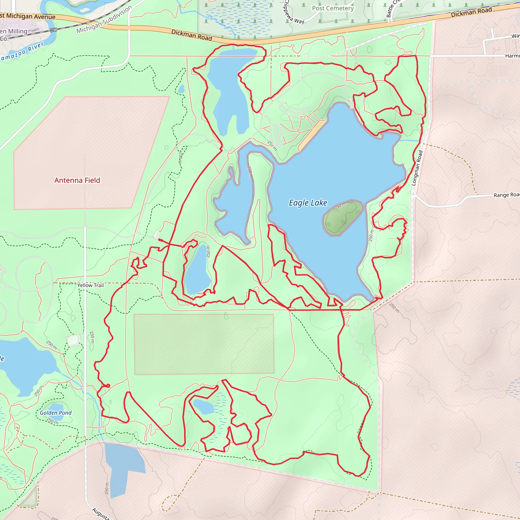 Eagle Lake via Yellow, Green Trail mobile static map
