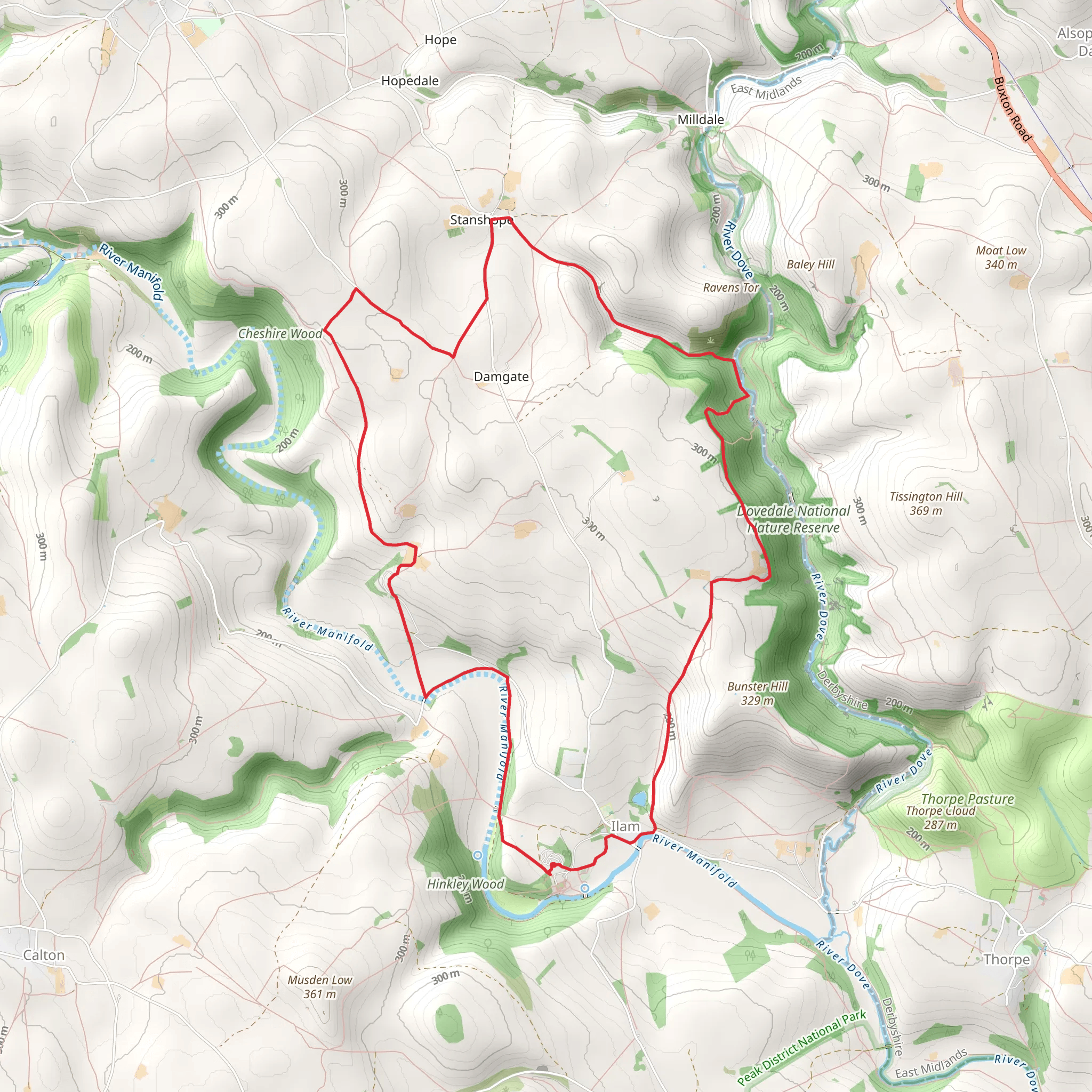 Dovedale and the Manifold Valley from Ilam mobile static map