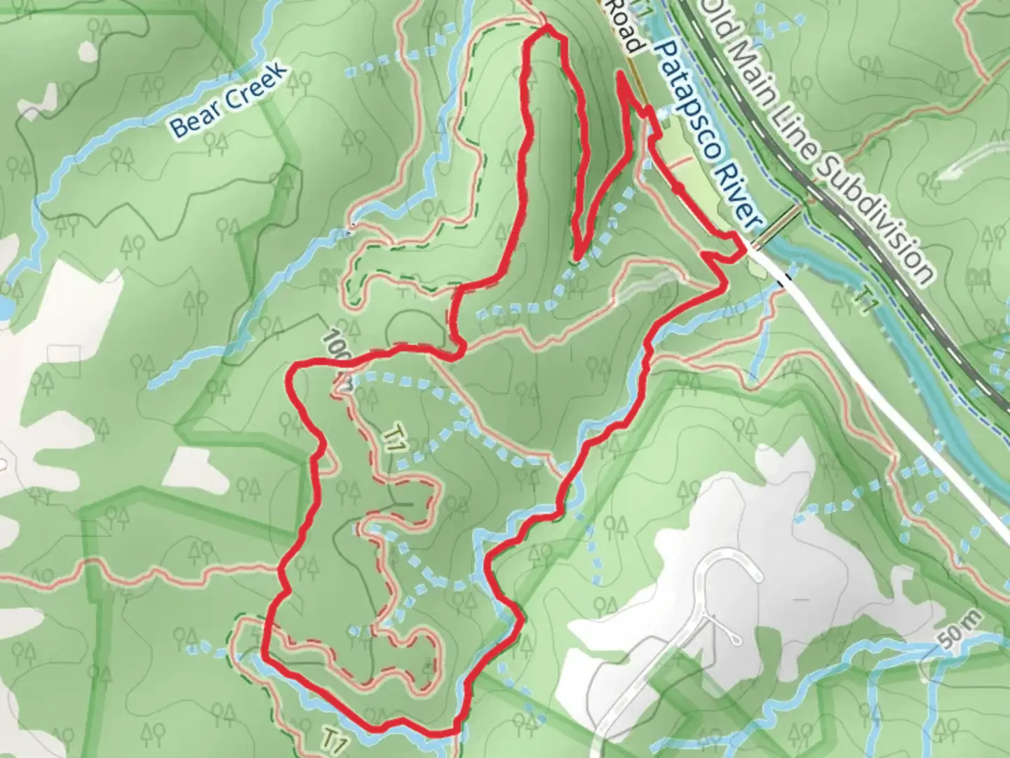 An image depicting the trail Garrett's Pass, Upper Cascade Falls and Cascade Falls Loop Trail and its surrounding area.