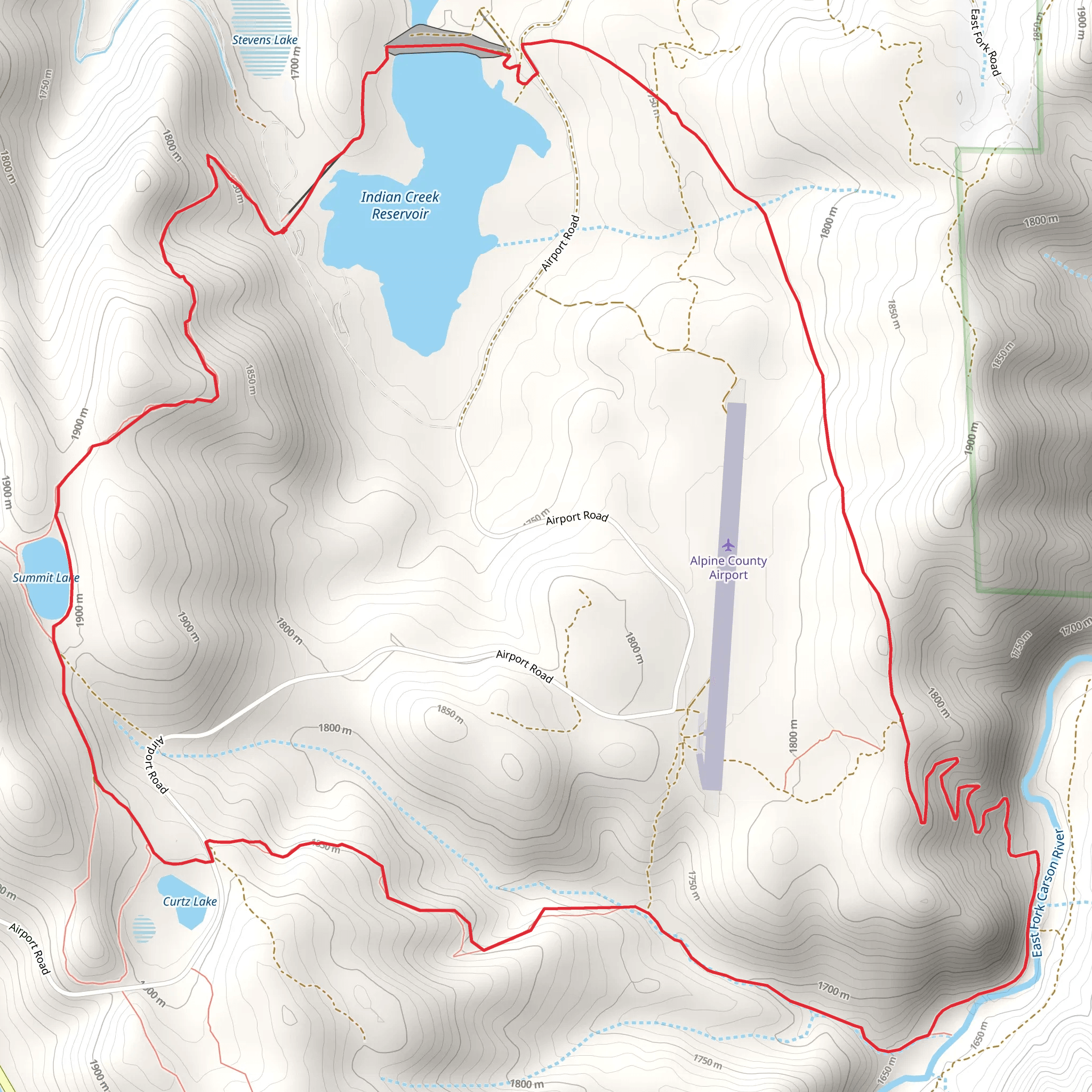 Indian Creek Reservoir and Summit Lake Loop mobile static map
