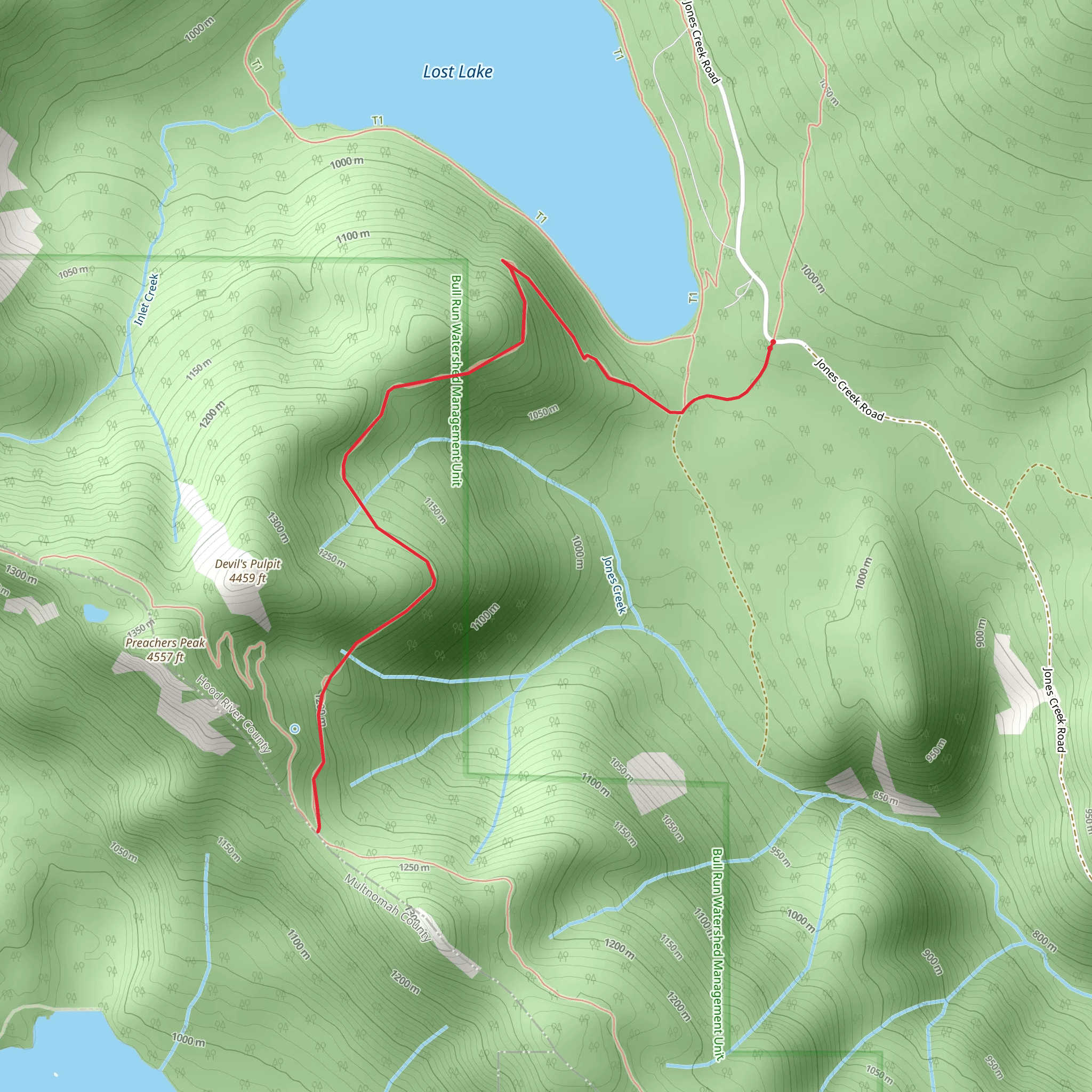 Huckleberry Mountain Trail mobile static map