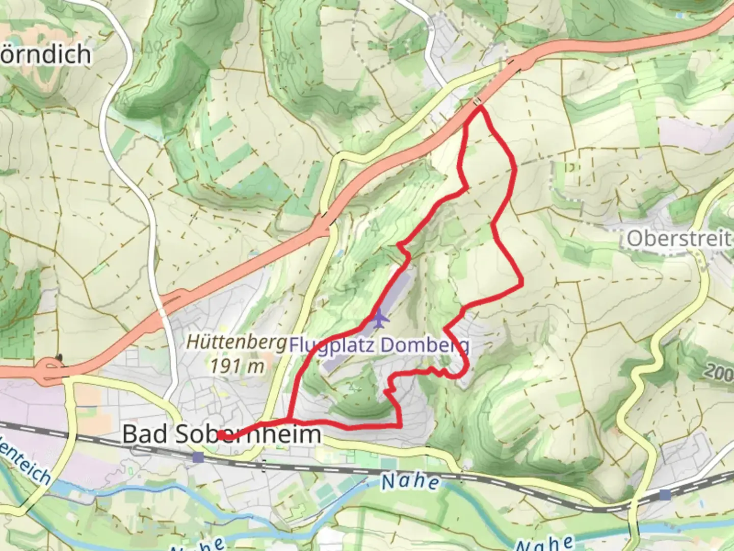 An image depicting the trail Domberg Loop and its surrounding area.