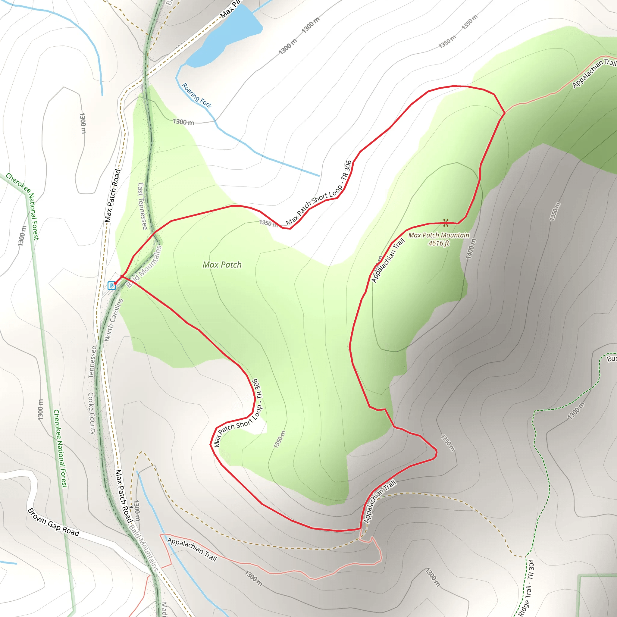 Max Patch Loop Trail mobile static map