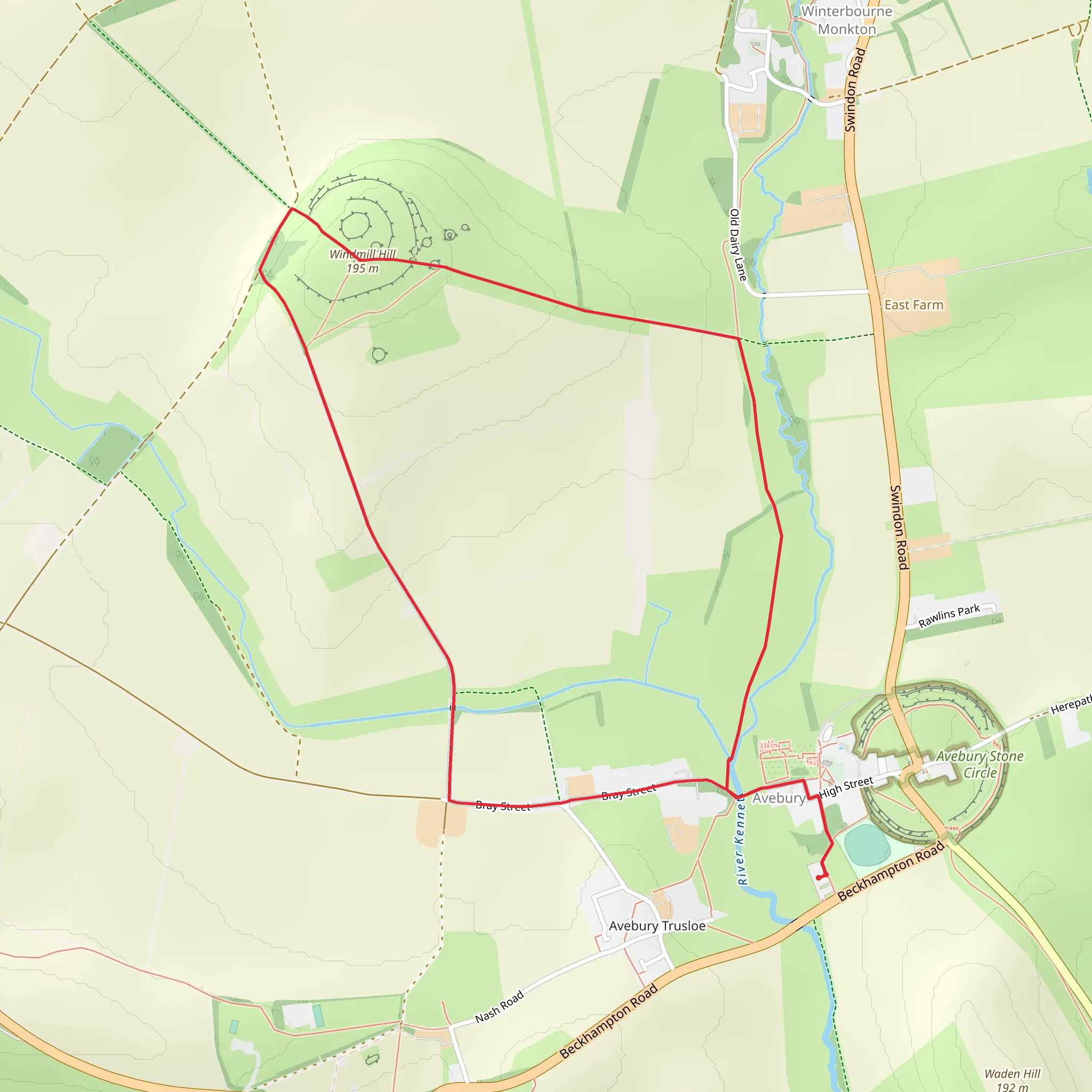 Windmill Hill and Avebury Loop mobile static map