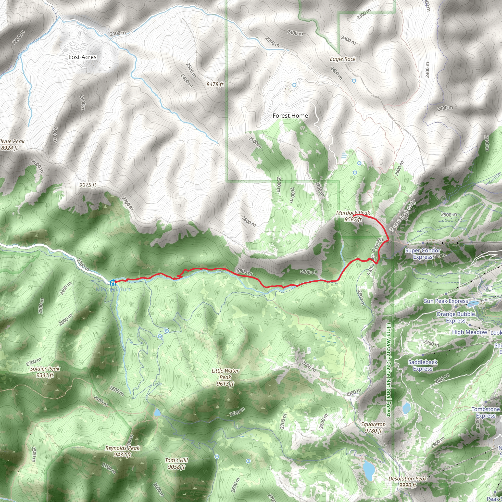 Murdock Peak via Old Red Pine Road Trail mobile static map