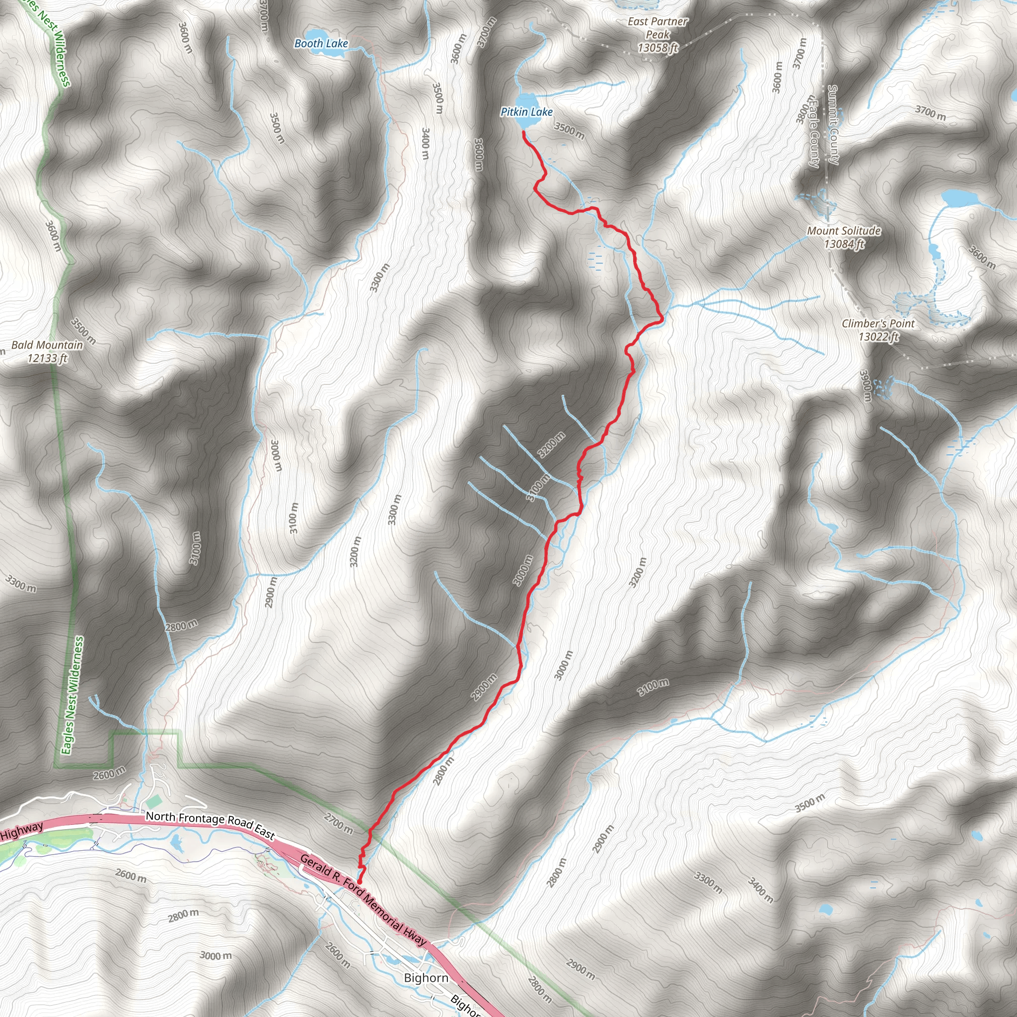 Pitkin Lake via Pitkin Creek Trail mobile static map