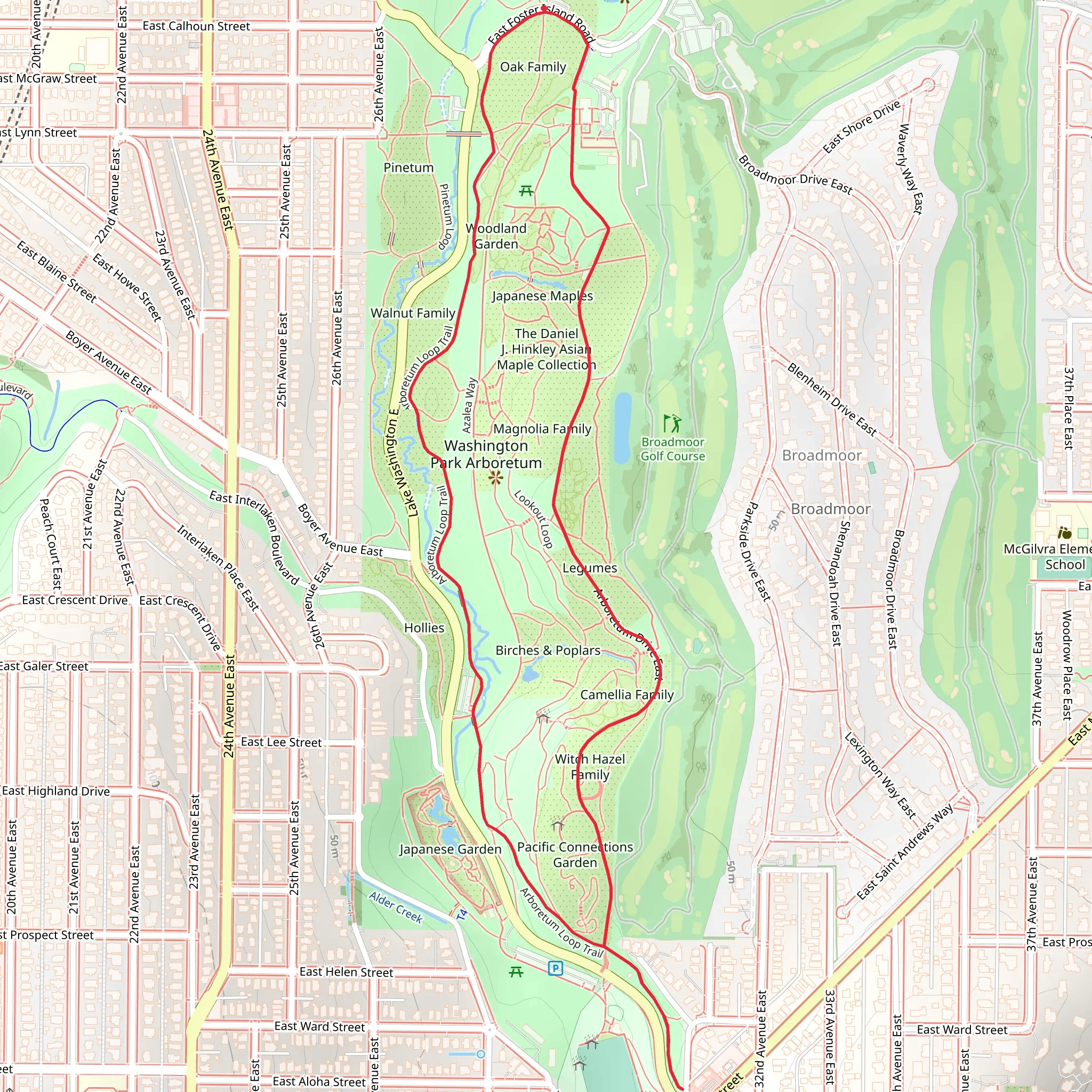 Arboretum Loop Trail and Arboretum Drive East mobile static map