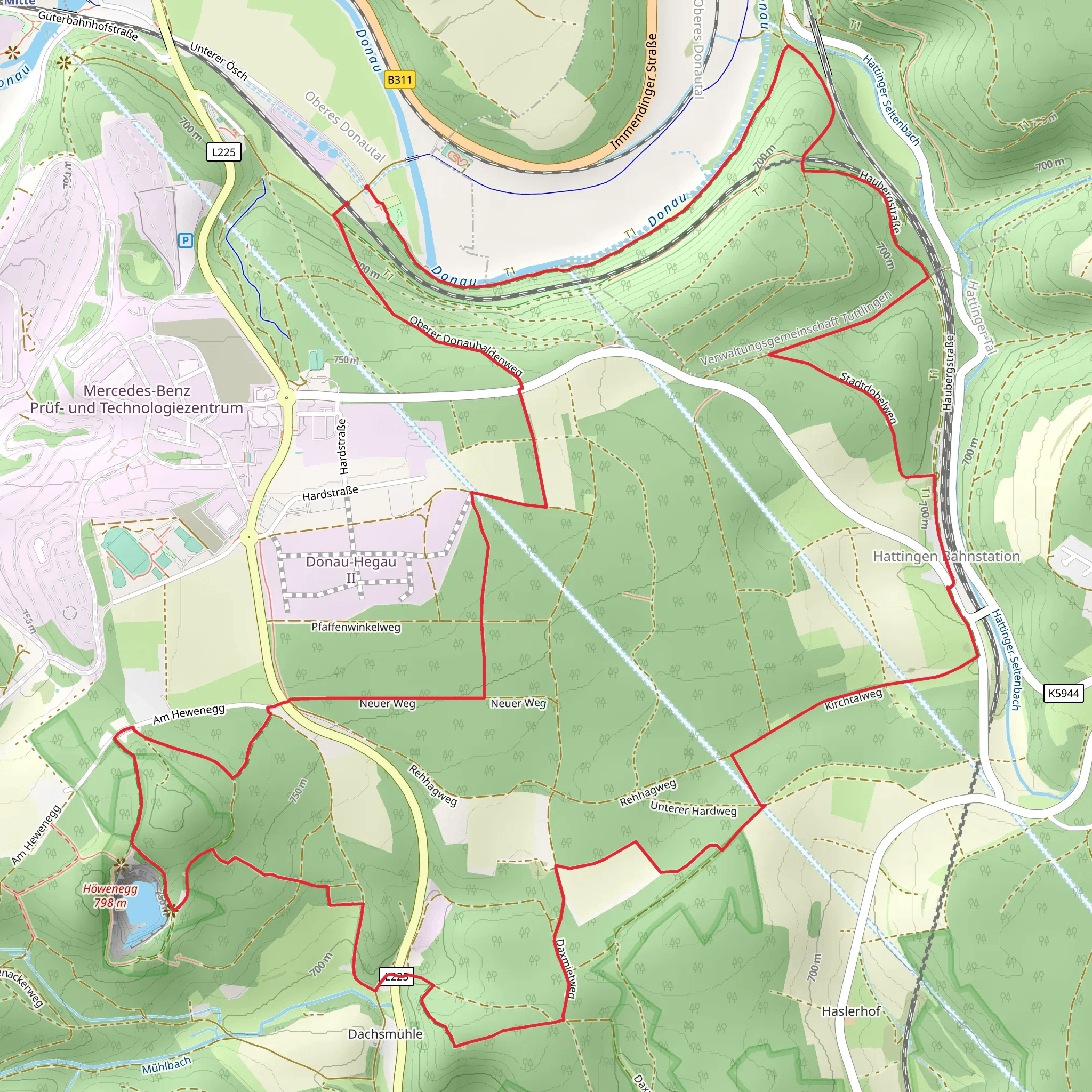 Donauversinkung and Hoewenegg Loop via Schwarzwald Jura Bodens Weg mobile static map