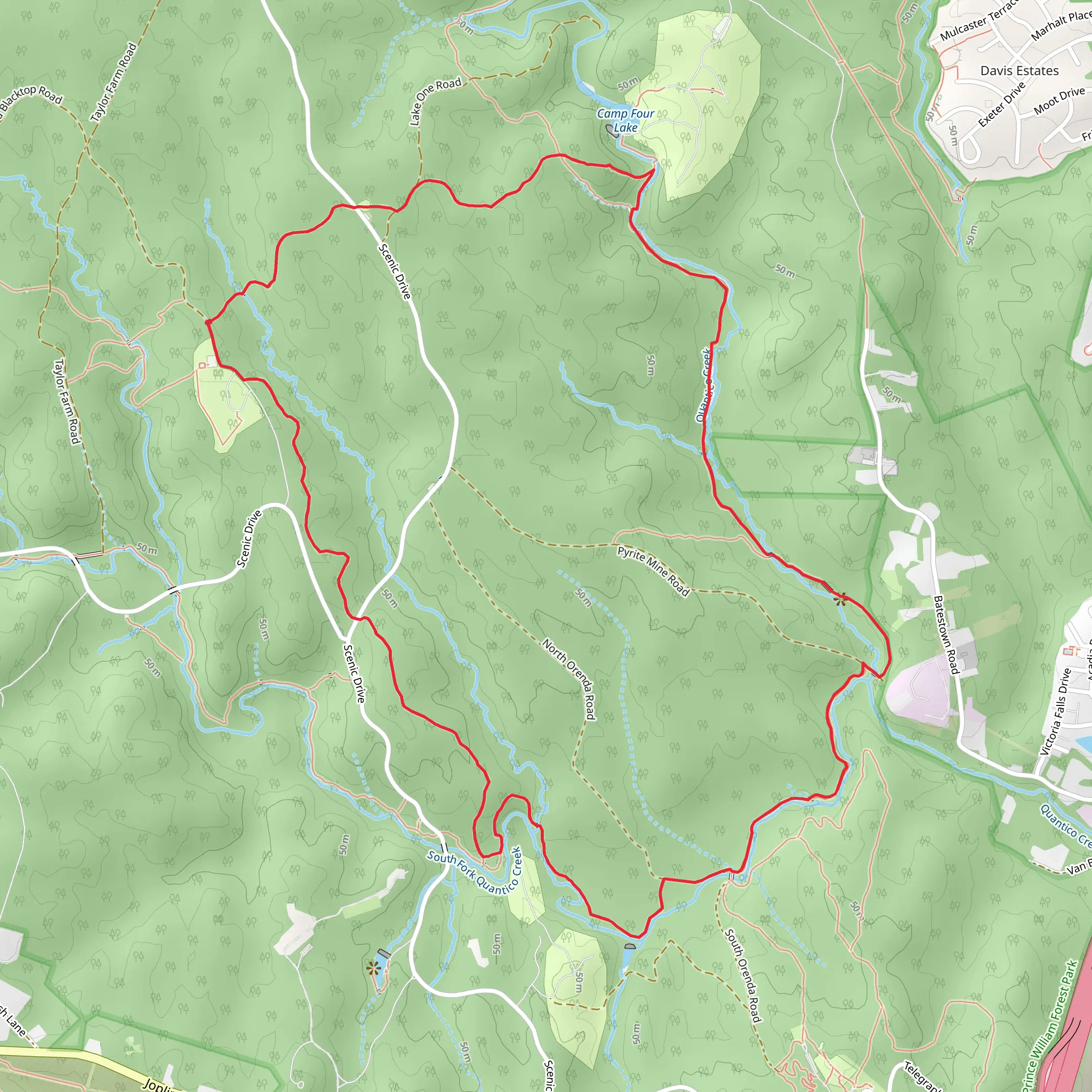 Mary Bird Branch and Turkey Run Ridge Loop Trail mobile static map