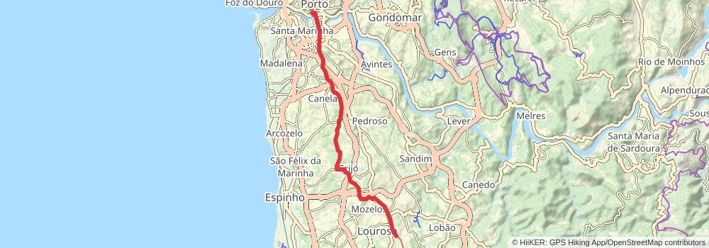 Camino Portugues da Costa stage 18 Map