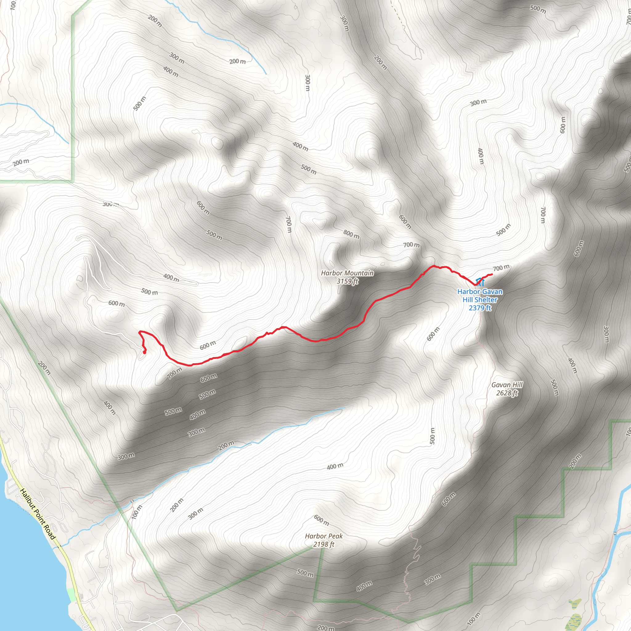 Harbor Mountain - Gavan Hill Trail Out and Back mobile static map