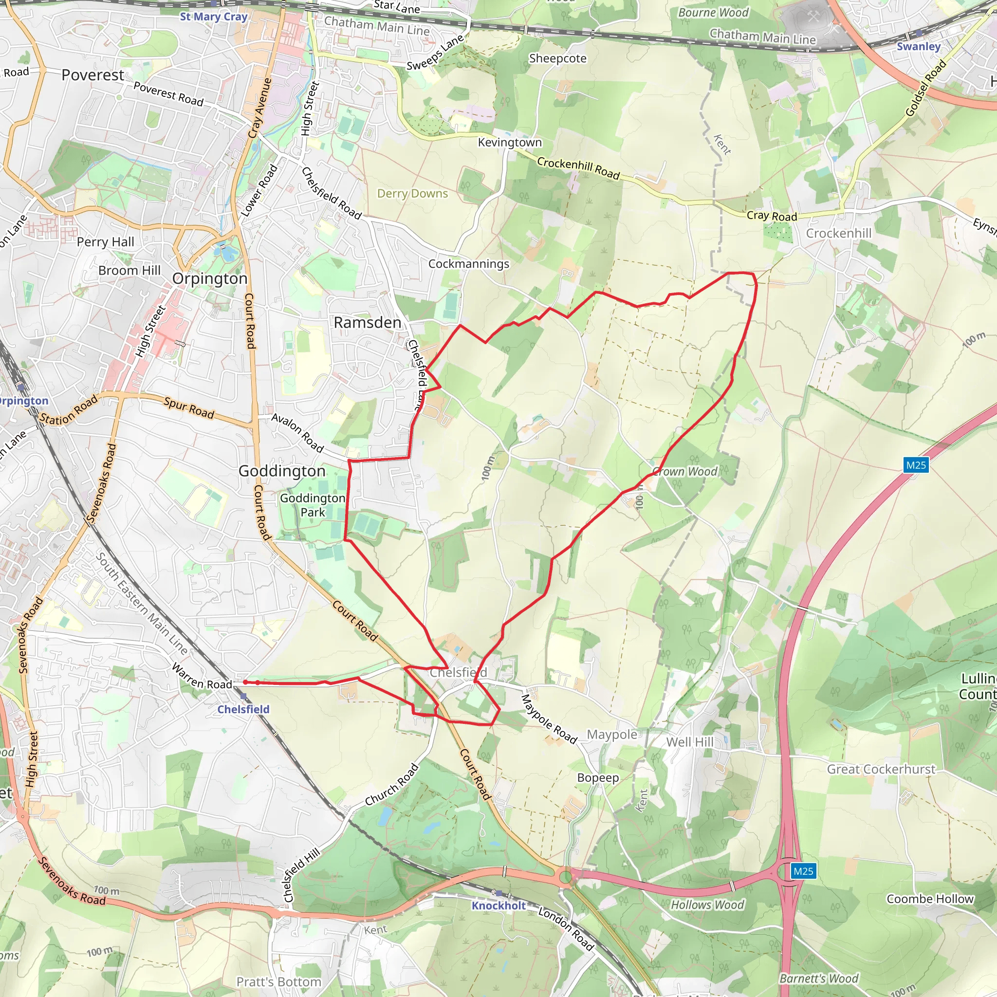 Chelsfield Circular Walk mobile static map