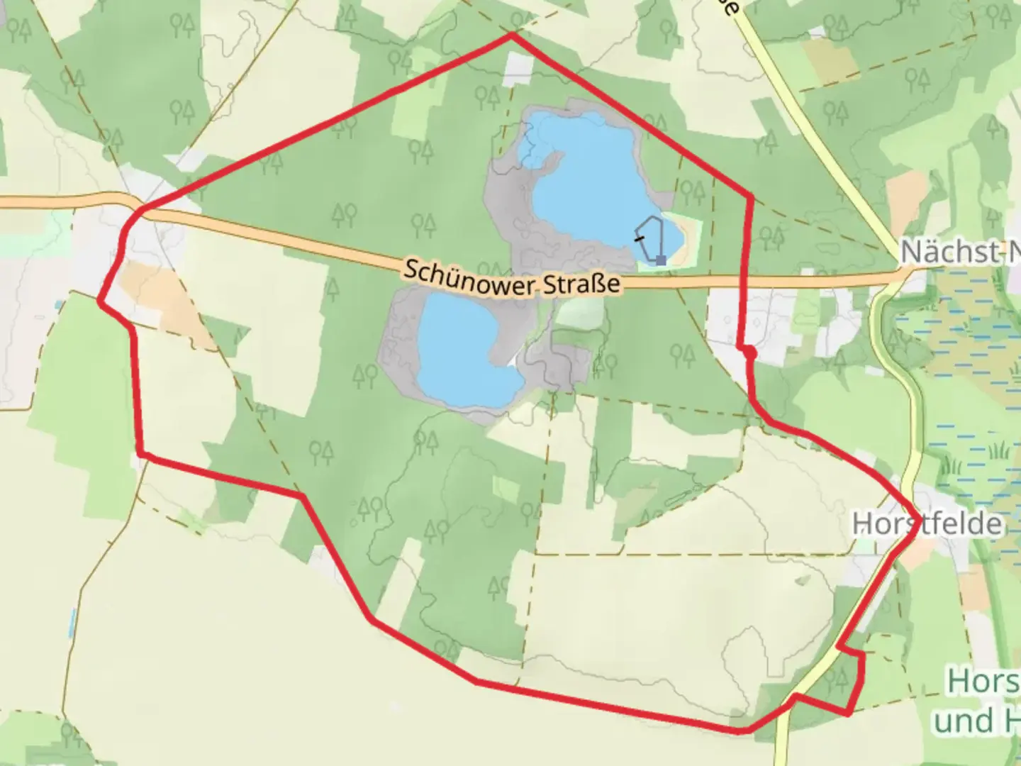 An image depicting the trail Rundwanderweg Schuenow - Horstfelde and its surrounding area.