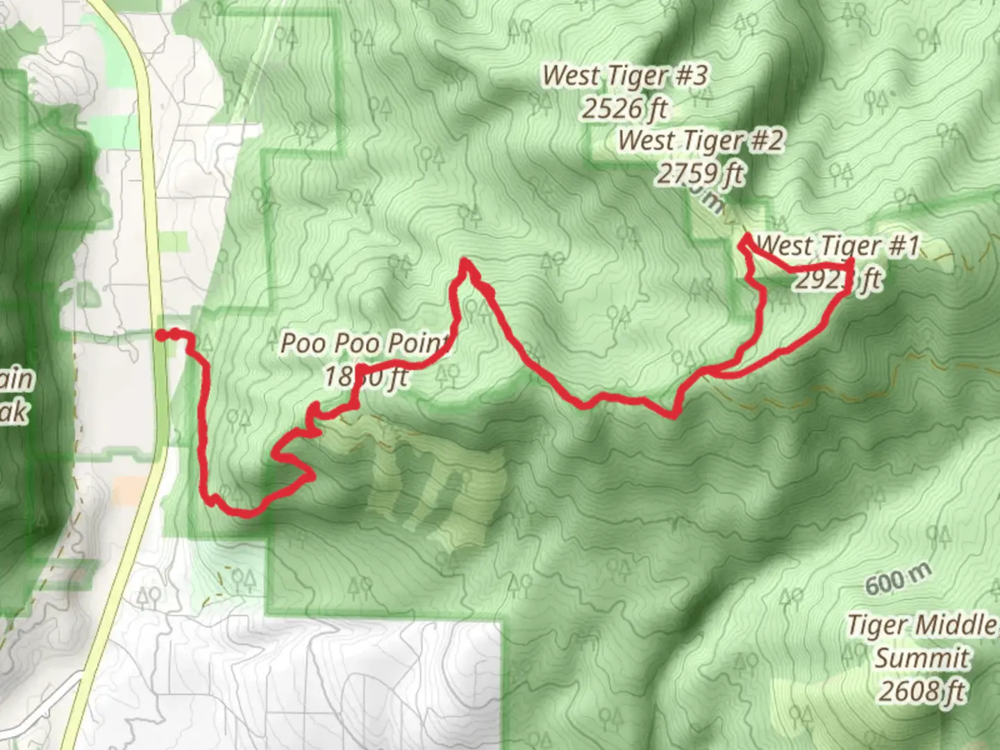 An image depicting the trail Chirico Trail and Poo Top Trail and its surrounding area.