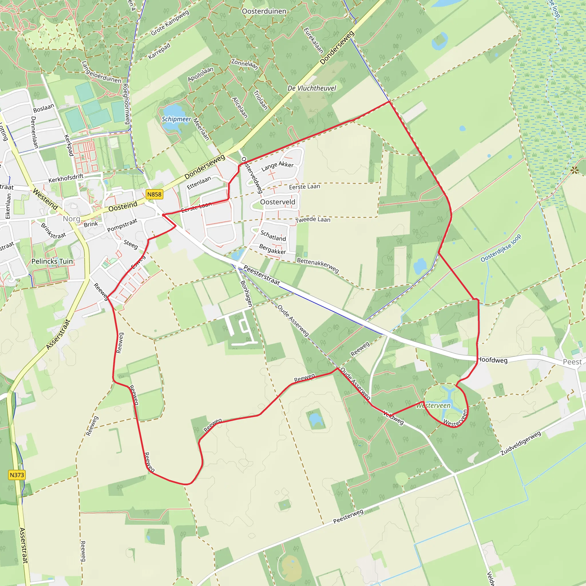 Oosterveld, Westerveen and Mandeveld Loop mobile static map