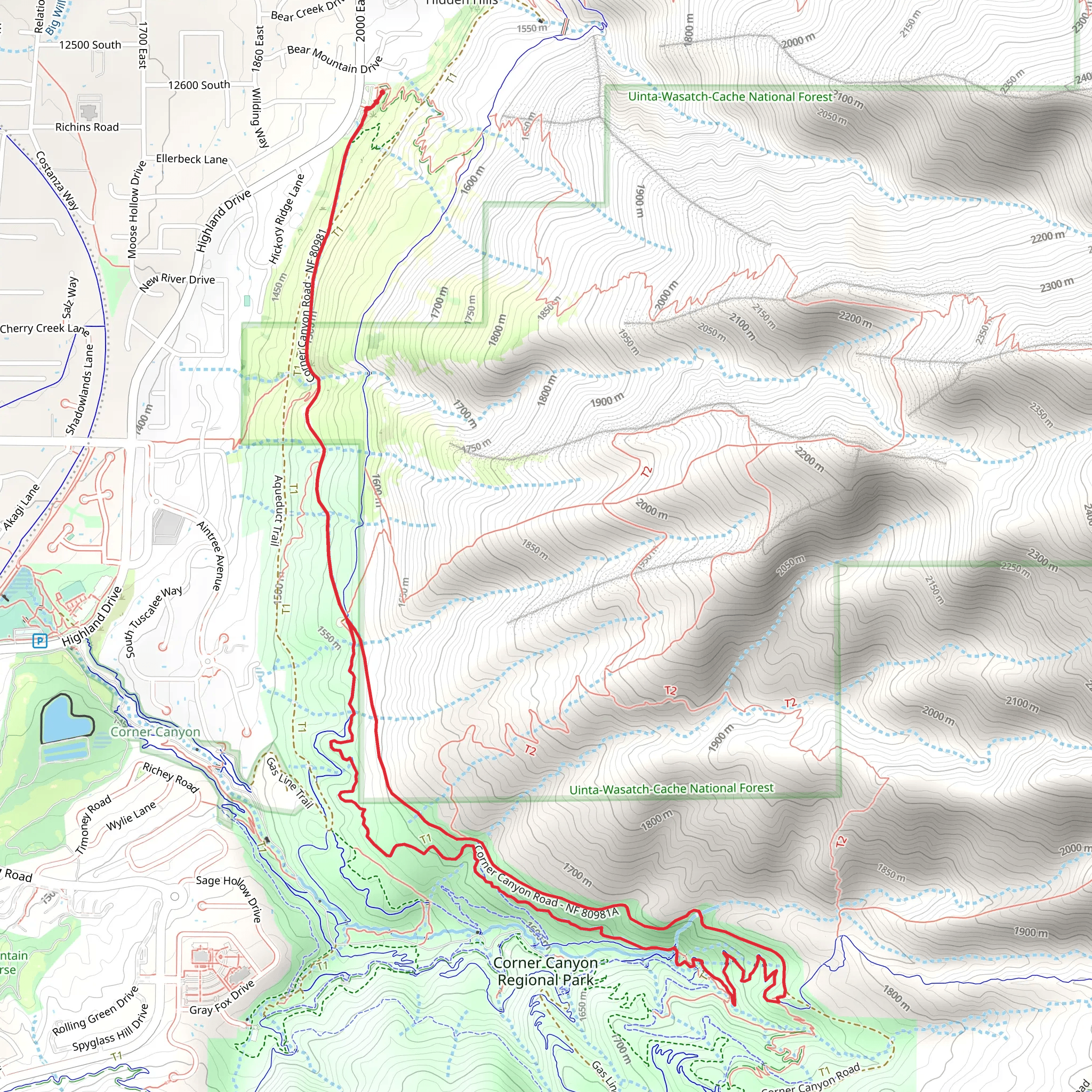 Rattler and Corner Canyon Road Loop mobile static map