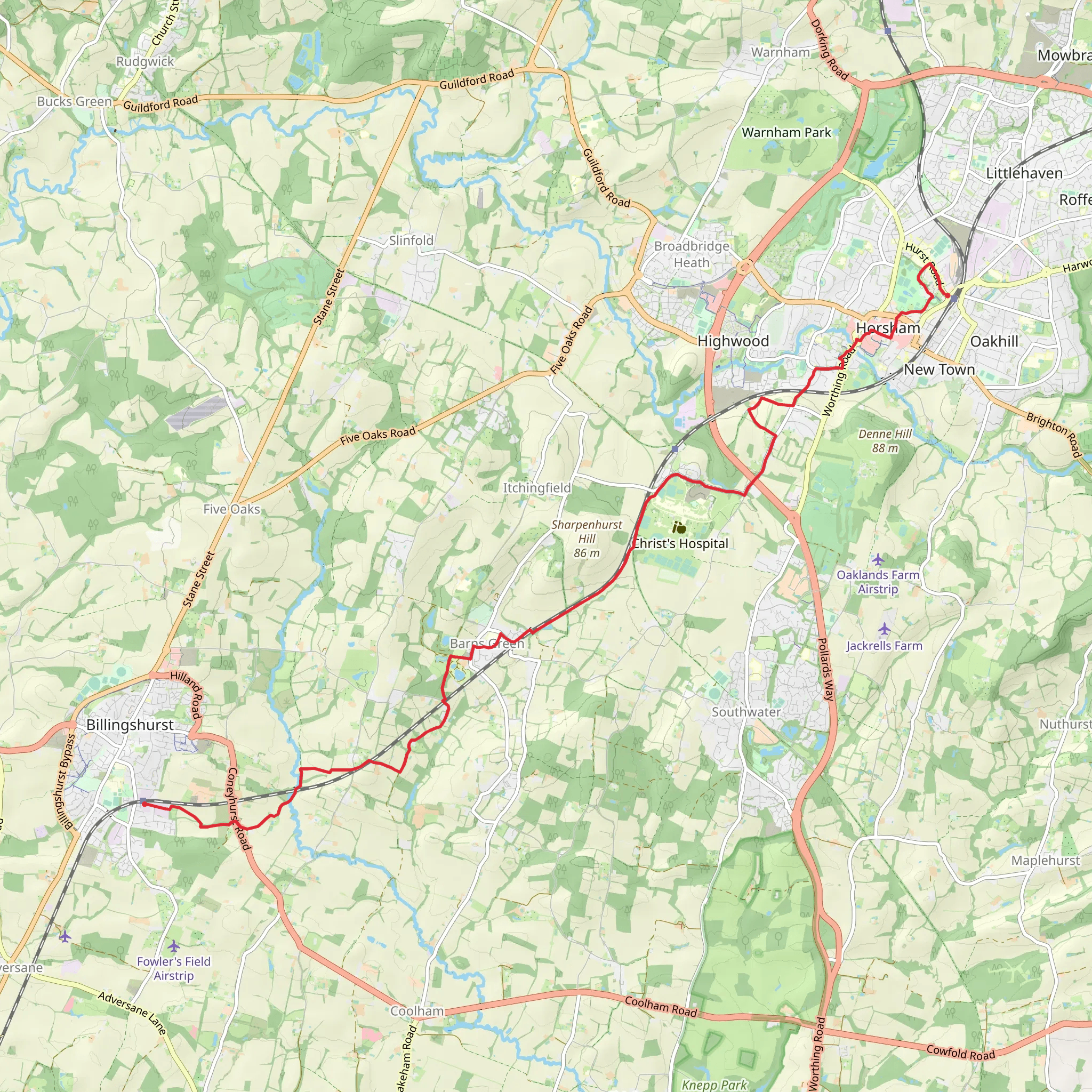 Arts Centre, Vale Wood and Billingshurst Sta mobile static map