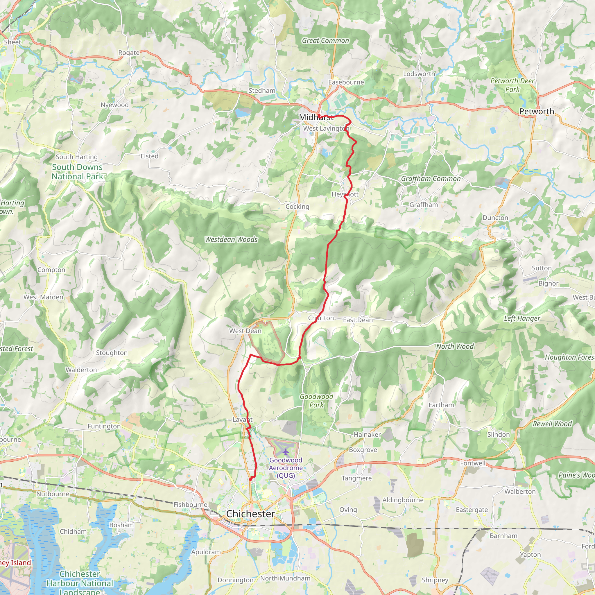 Midhurst to Chichester Walk mobile static map