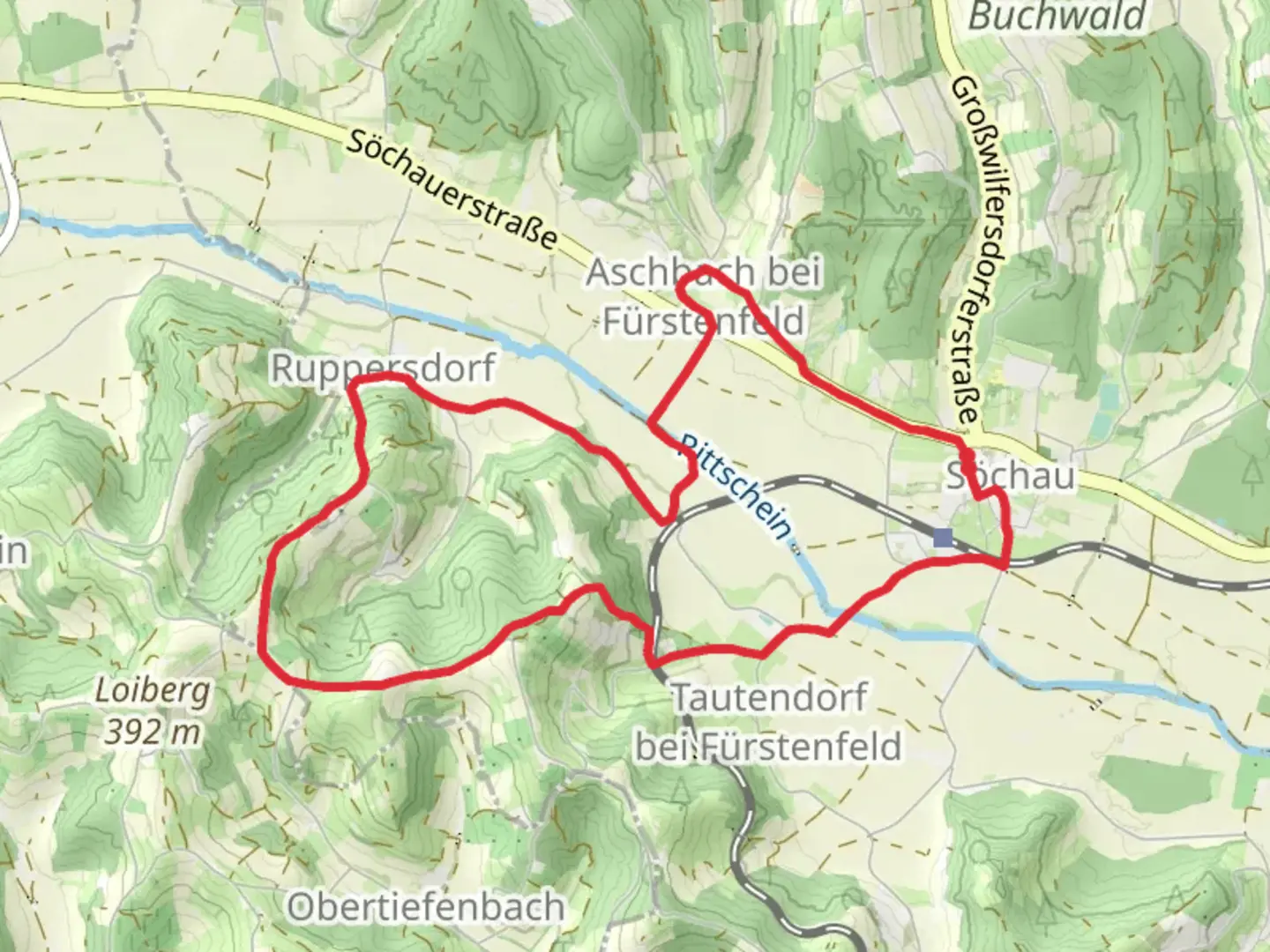 An image depicting the trail Rittscheintour and its surrounding area.