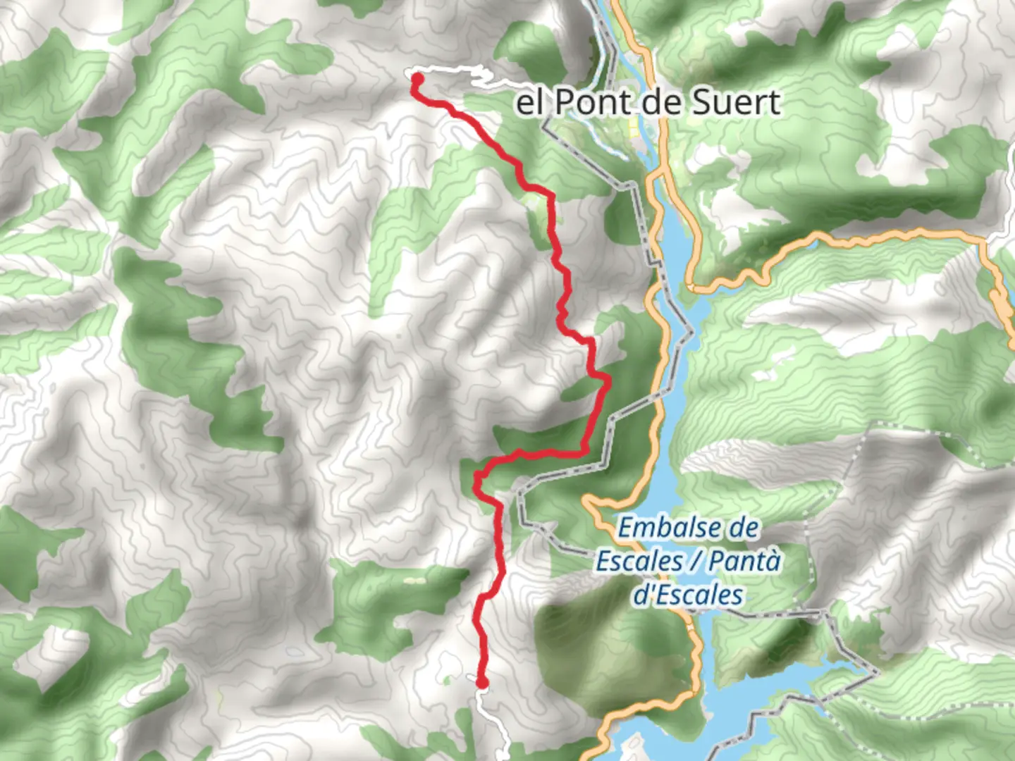 An image depicting the trail Santorens - Buira Tower PR HU 215 and its surrounding area.