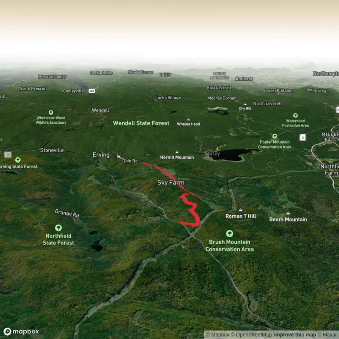 An image depicting the trail Hike from Northfield M&M to Hemit Mountain and its surrounding area.