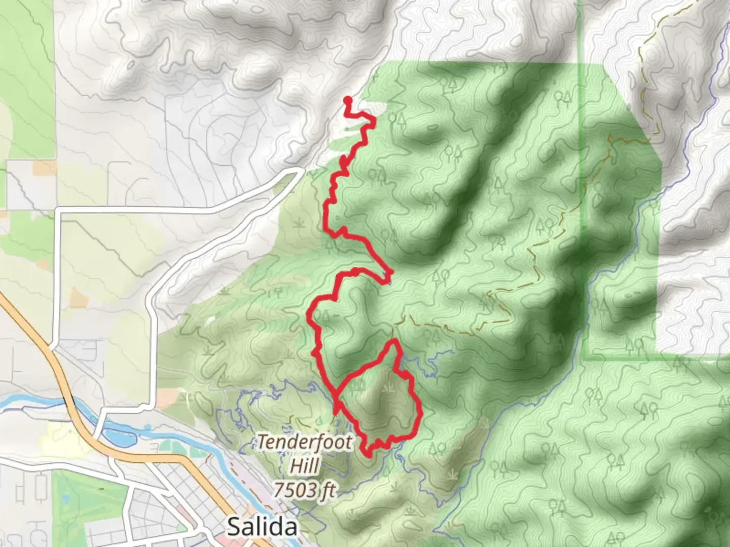 An image depicting the trail North Backbone and Upper Sand Dunes Trail and its surrounding area.