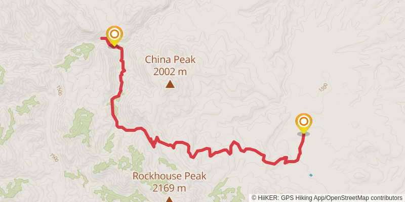 Sycamore Trail via East Divide Trail stage 2 Map
