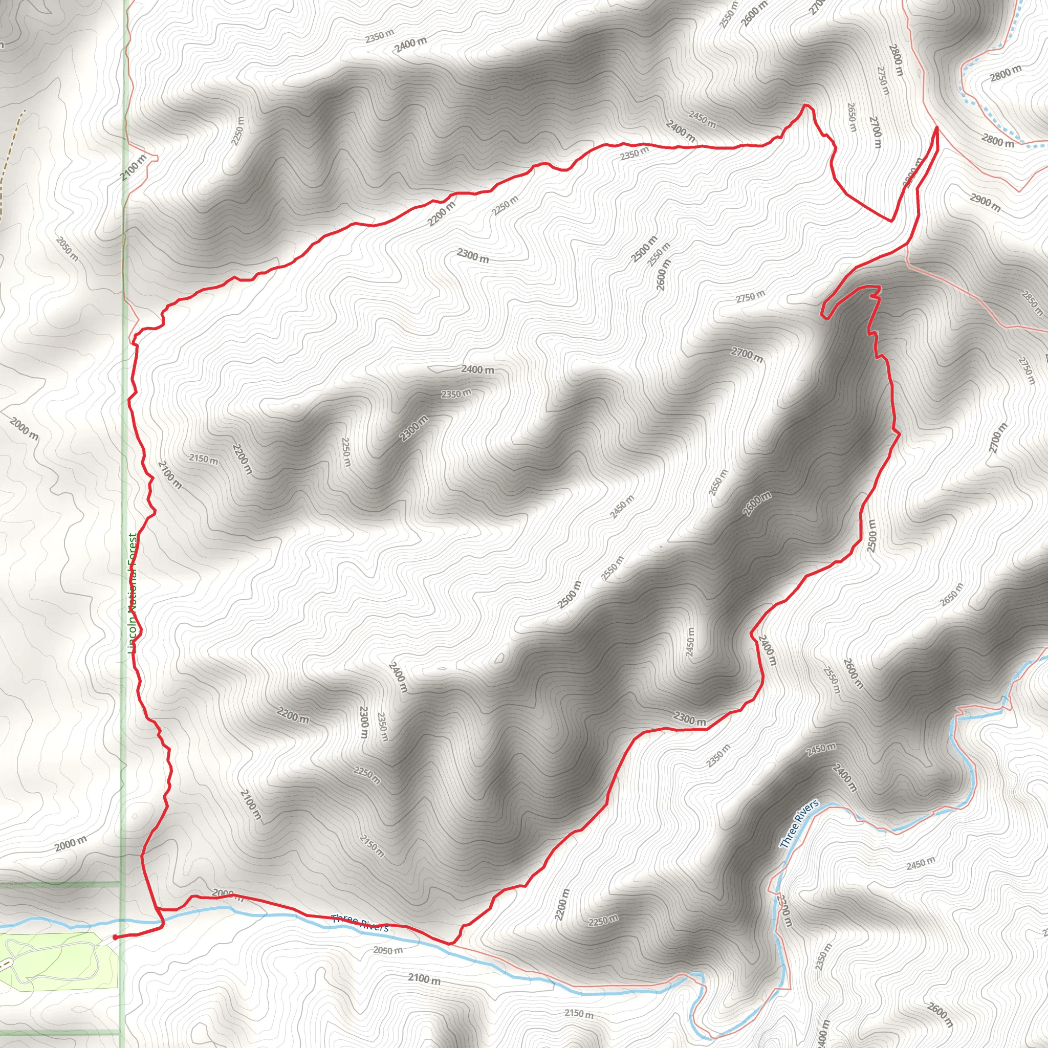 Barber Ridge and Three Rivers Loop Trail mobile static map