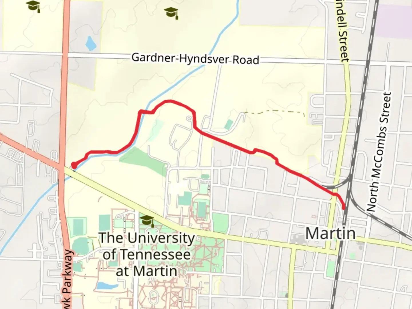 An image depicting the trail Brian Brown Memorial Greenway and its surrounding area.