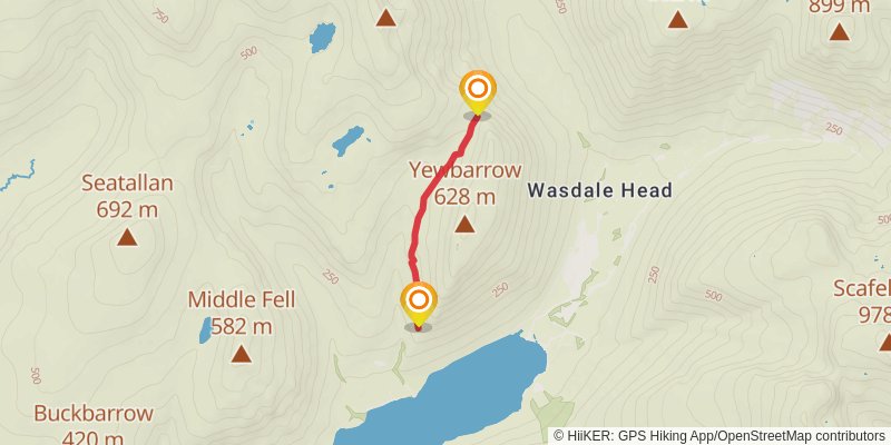 Black Sail Pass, Pillar and Red Pike Loop from Wast Water alt 2 Map