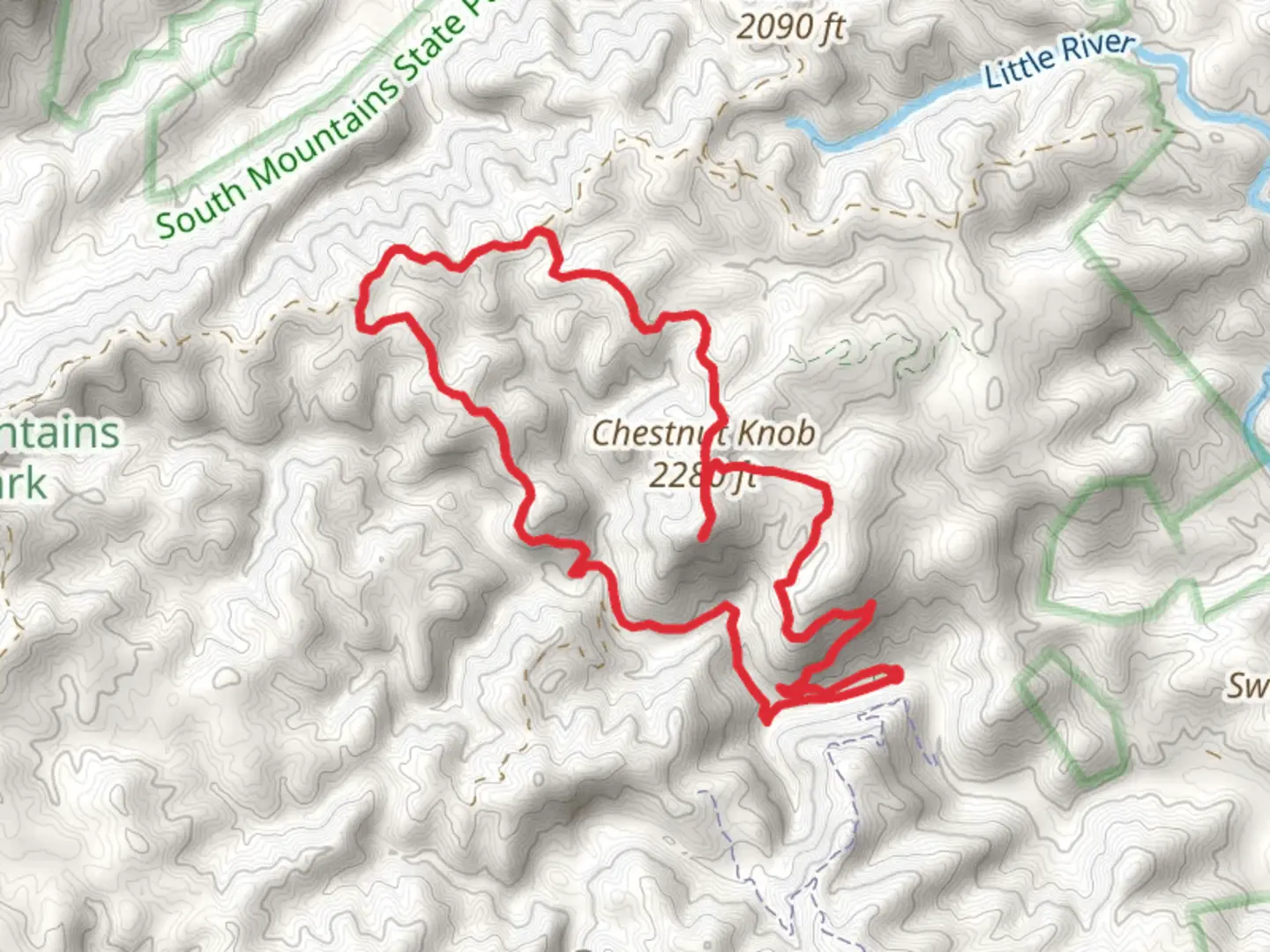 An image depicting the trail Chestnut Knob and Possum Loop Trail and its surrounding area.