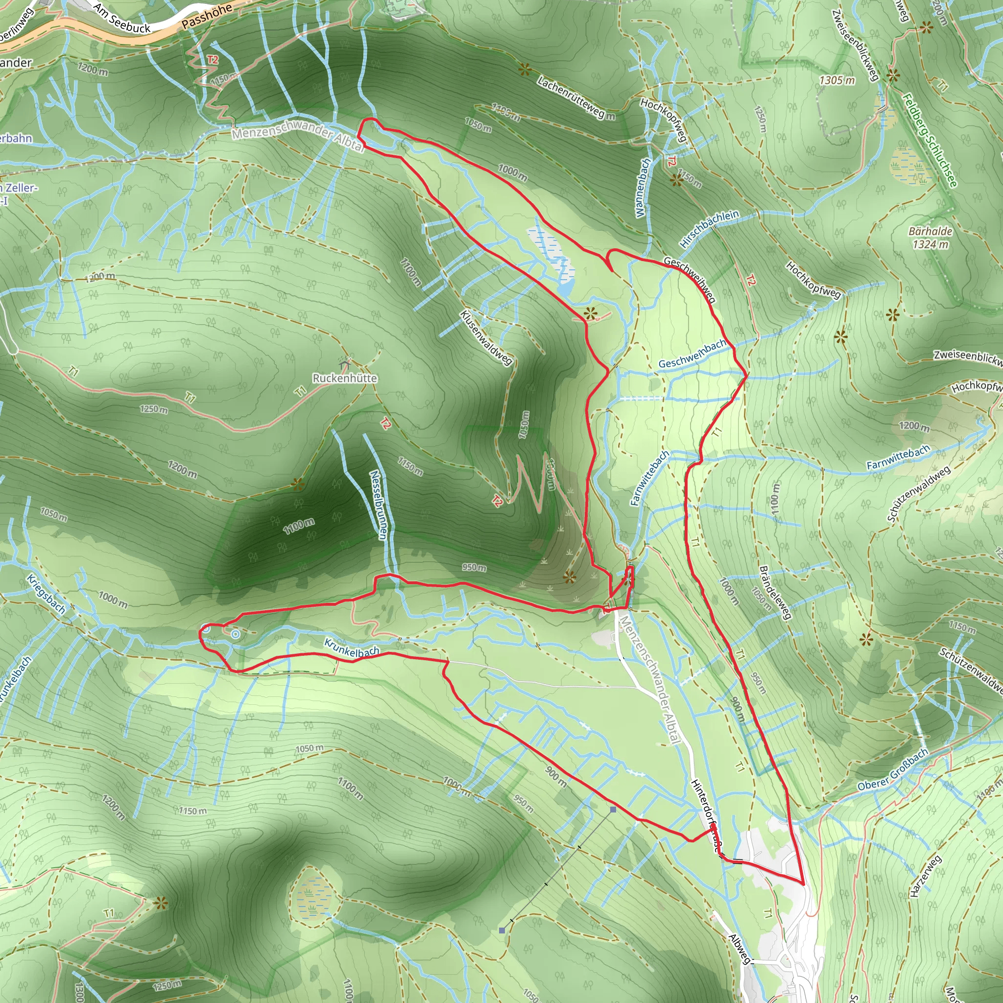 Menzenschwander Wasserfalle via Albsteig Schwarzwald mobile static map