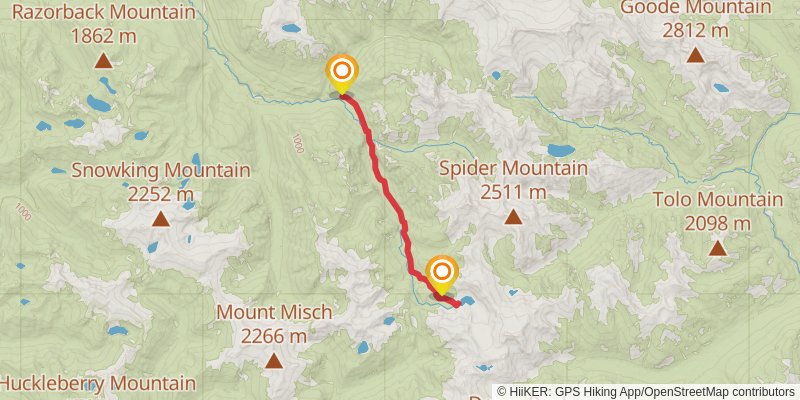South Fork Cascade Lake via South Fork Cascade River Trail stage 2 Map