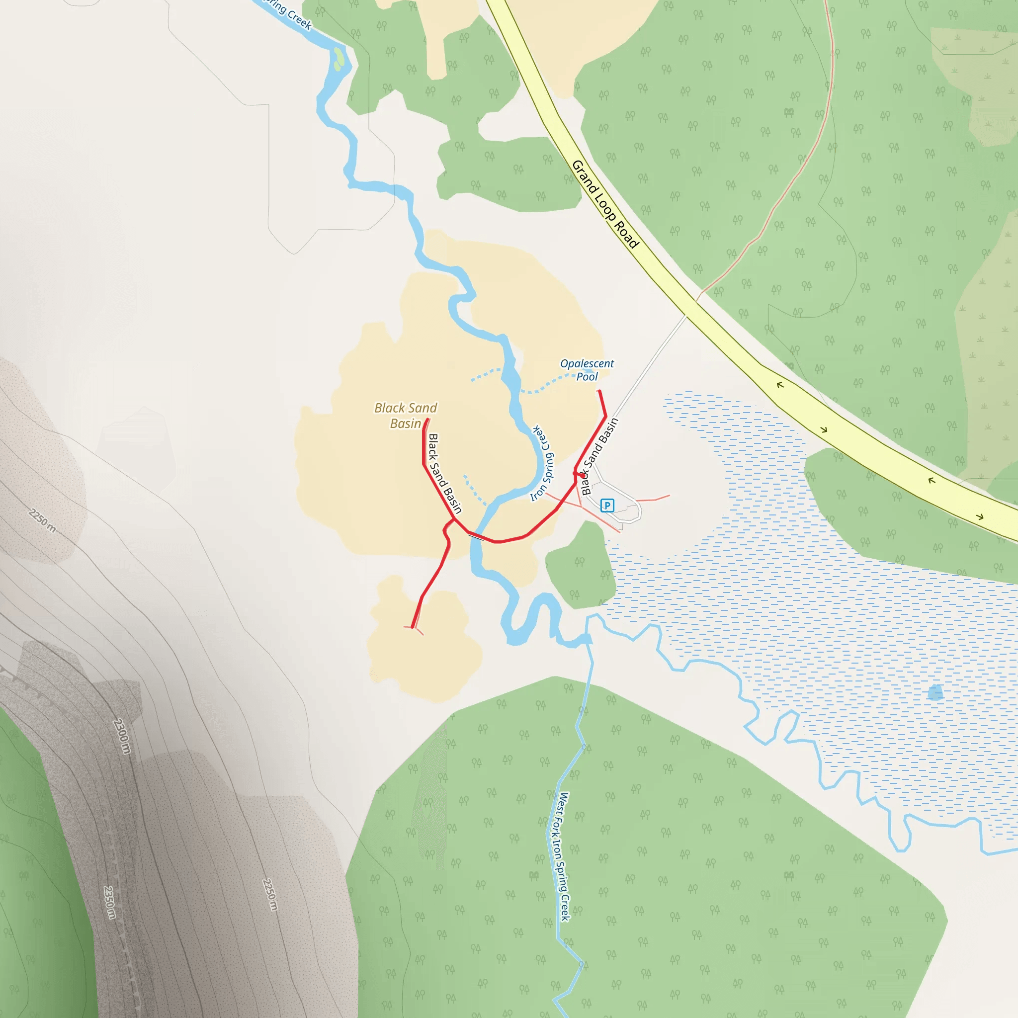 Black Sand Basin Trail mobile static map