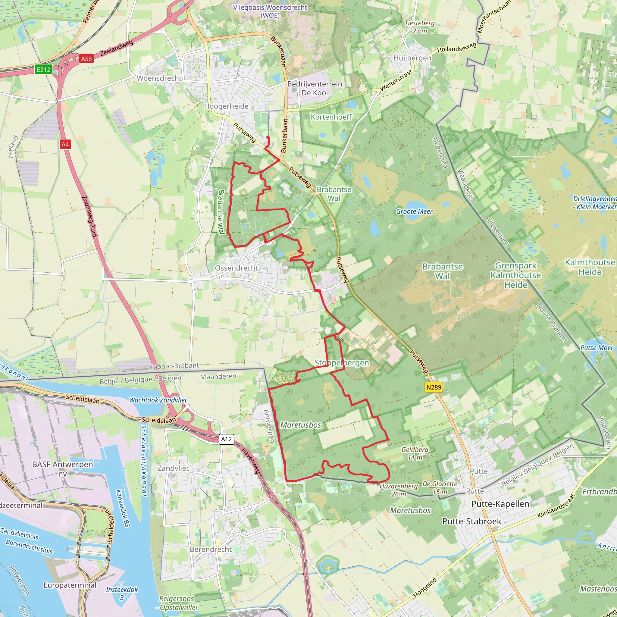 Abdijbossen, Wilderbissen and Stoppelbergen Loop mobile static map