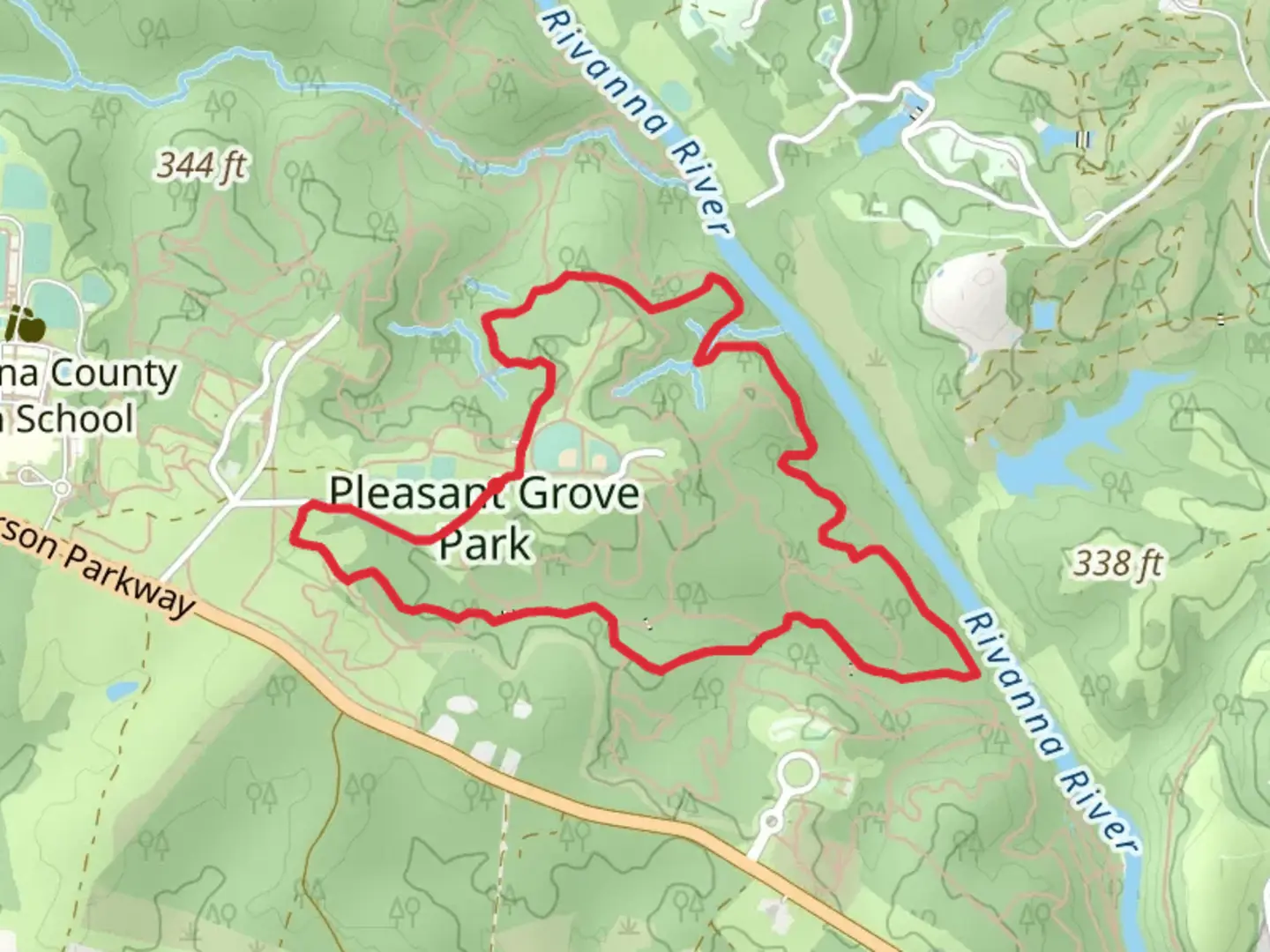 An image depicting the trail Brush Arbor, Heritage and Rock Brook Loop Trail and its surrounding area.