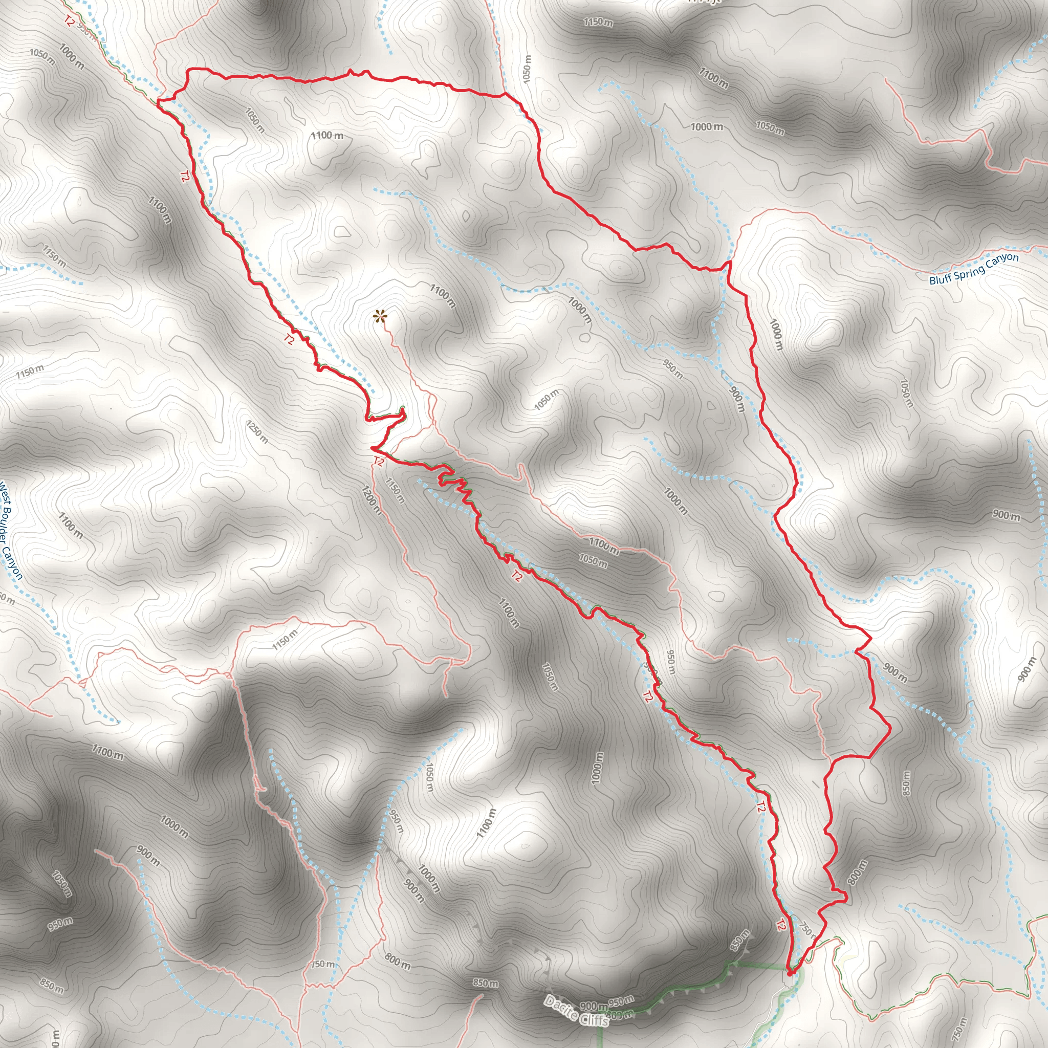 Bluff Spring, Bluff Saddle and Fremont Saddle Loop Trail mobile static map