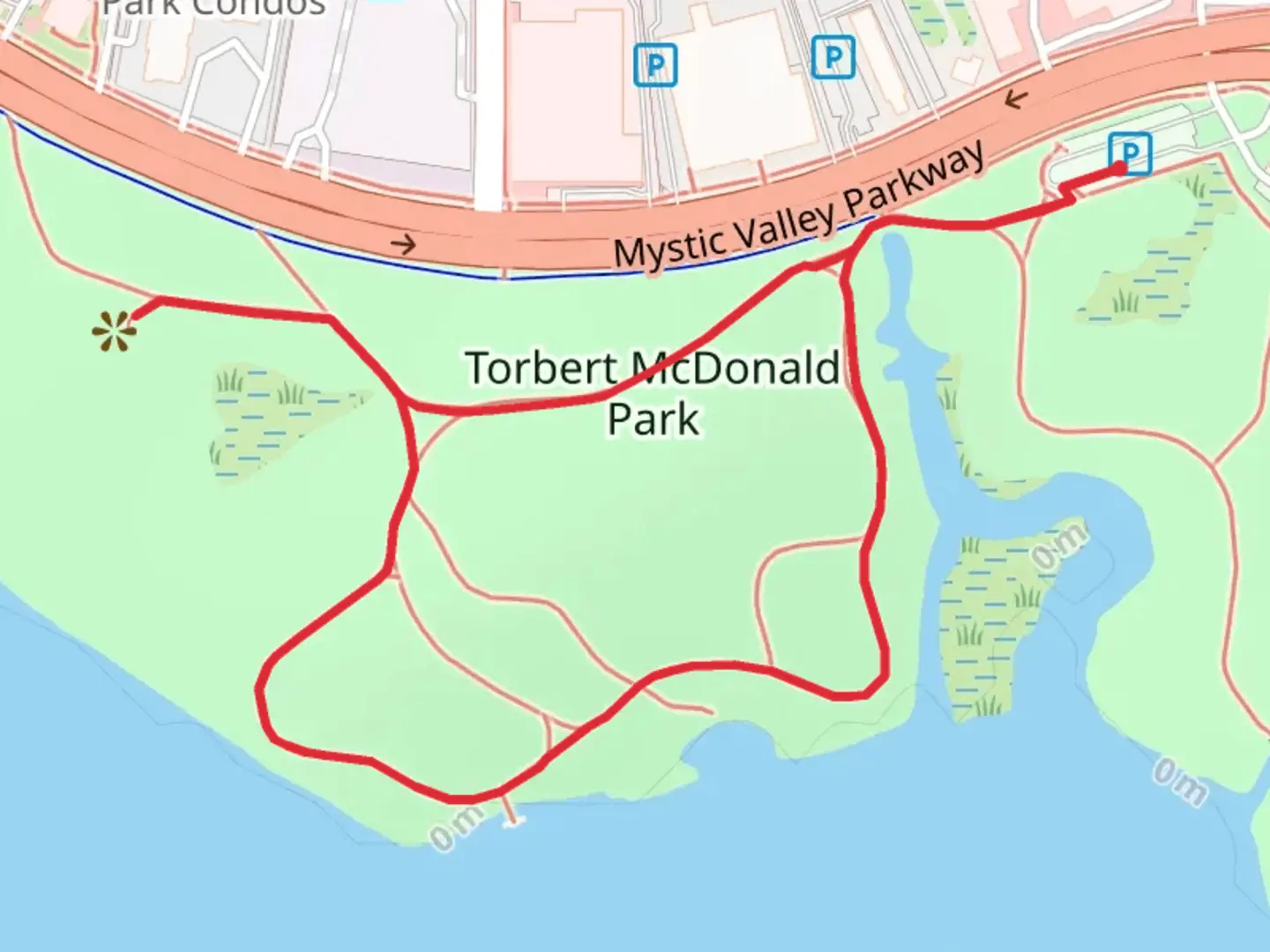 An image depicting the trail Robert McDonald Park Loop Trail and its surrounding area.