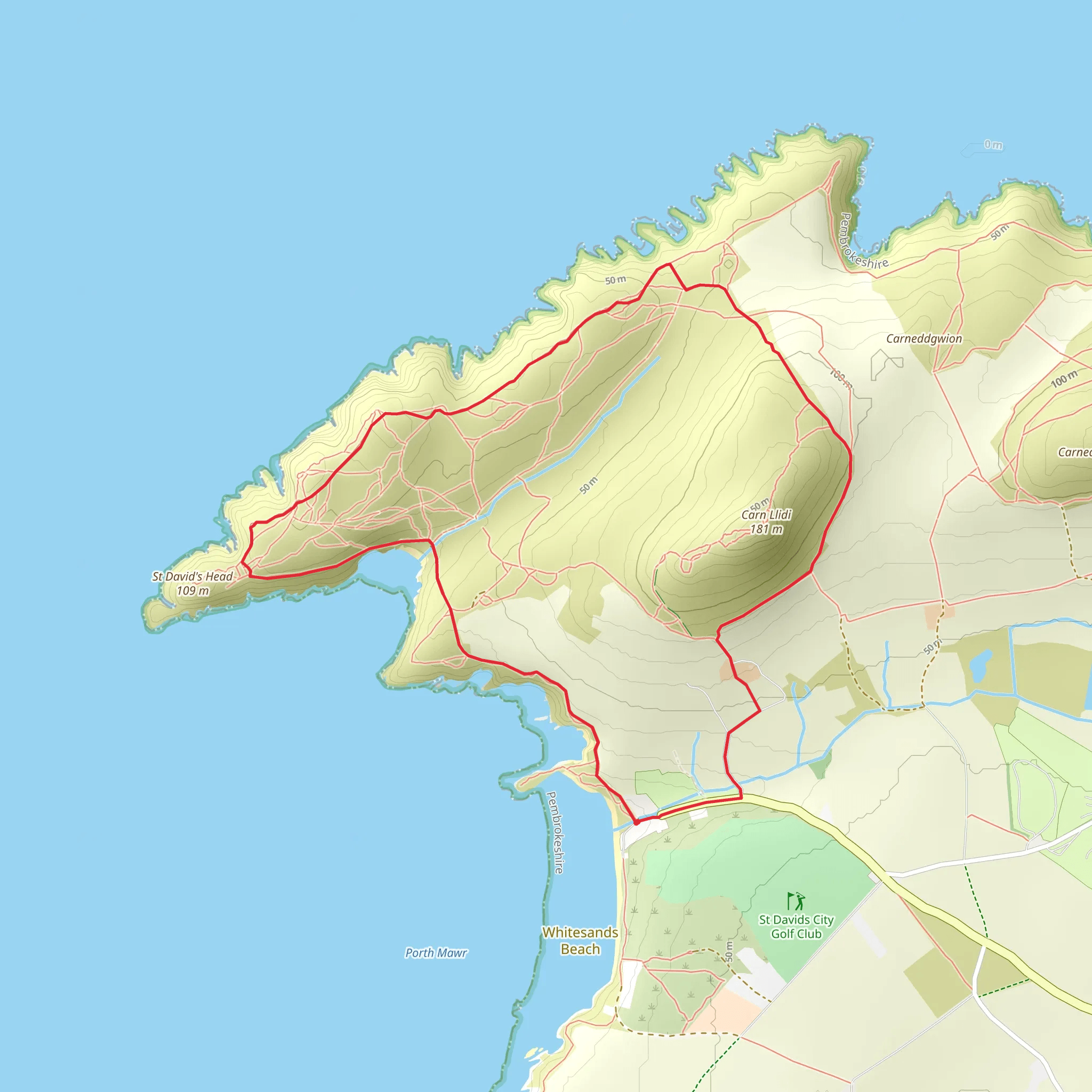 St David's Head and Carn Llidi mobile static map