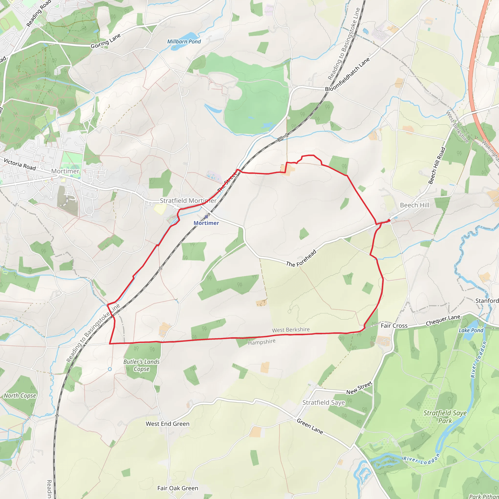 Stratfield Mortimer Country Park Loop mobile static map