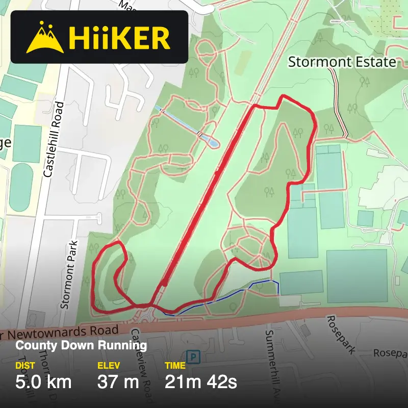 A map preview of the recording Stormount Parkrun with MH’s.