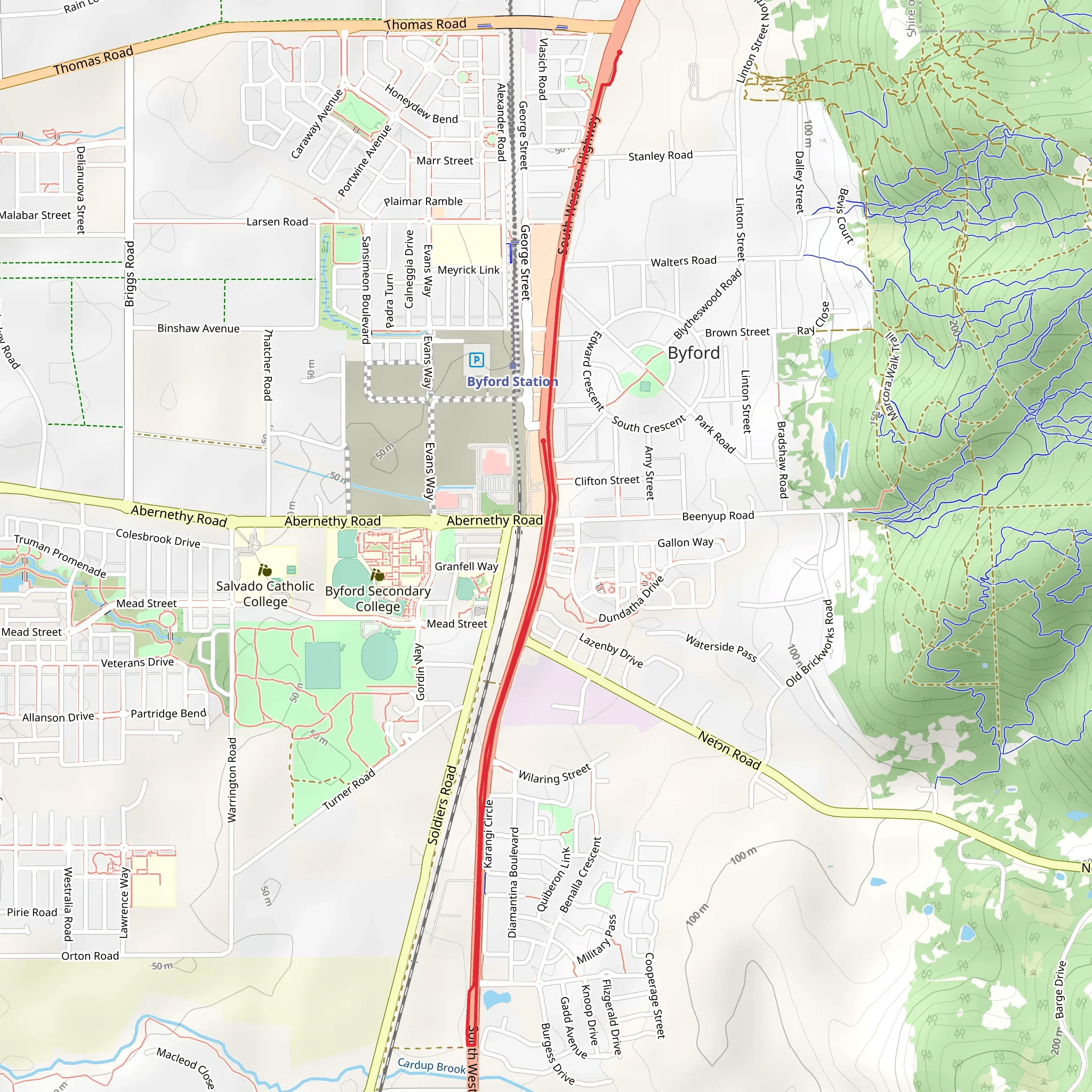 Byford Sculpture Trail mobile static map