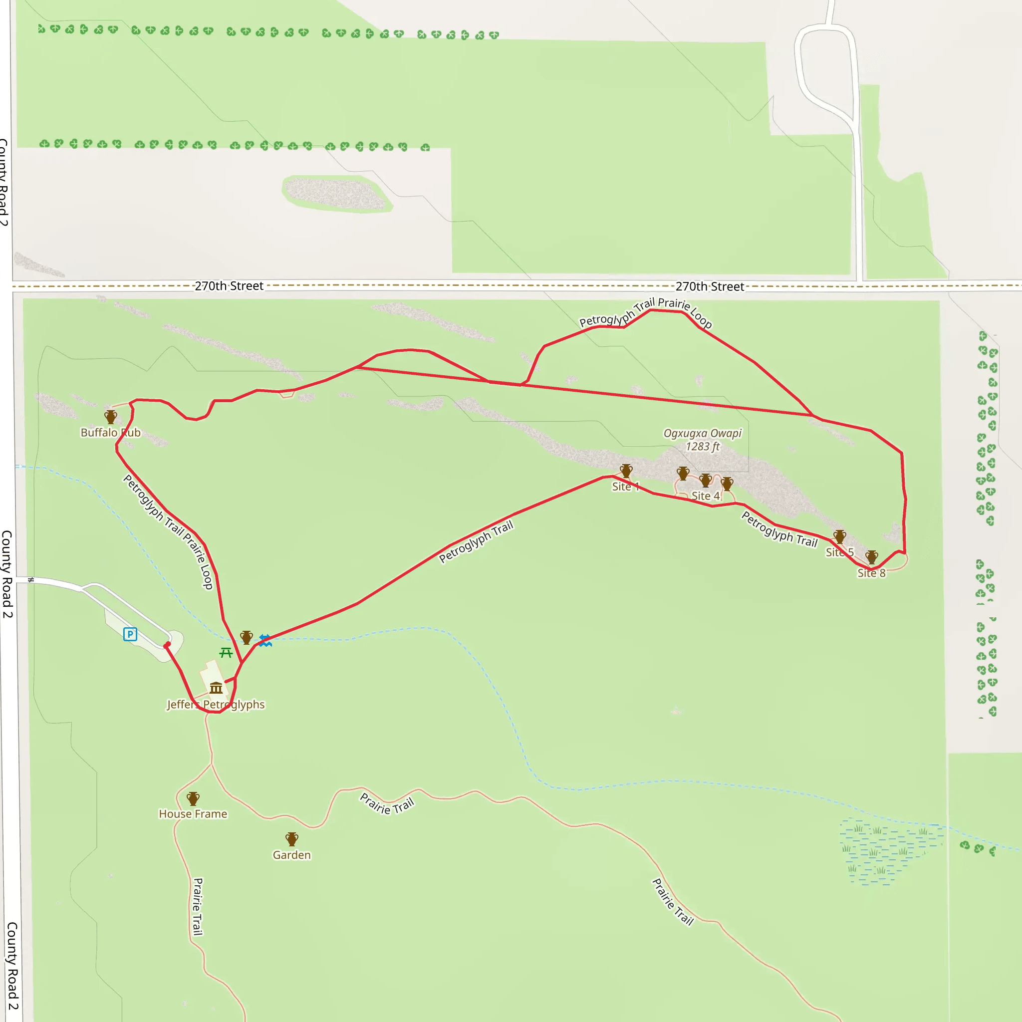 Petroglyph Trail and Prairie Loop mobile static map