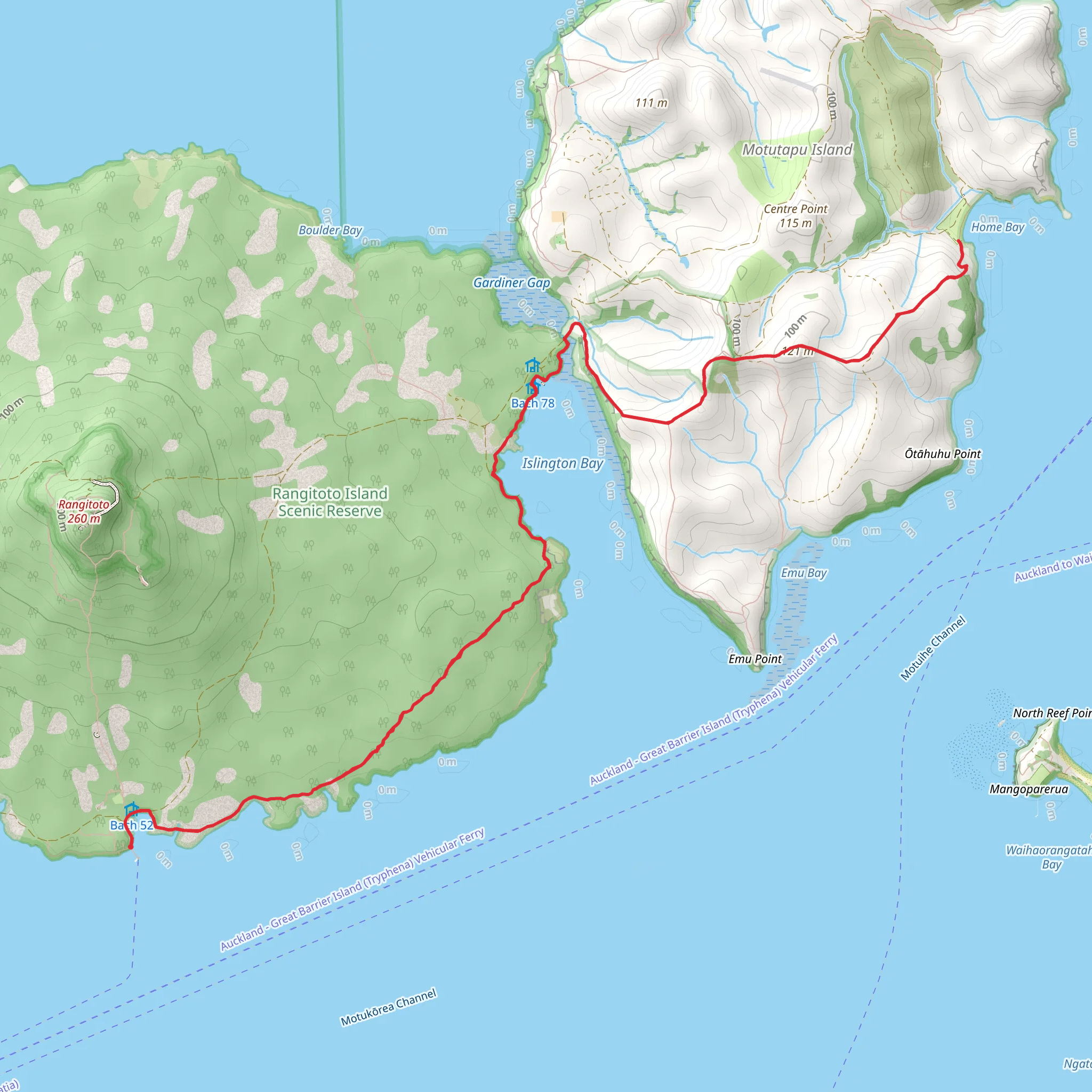 Rangitoto and Motutapu Islands mobile static map