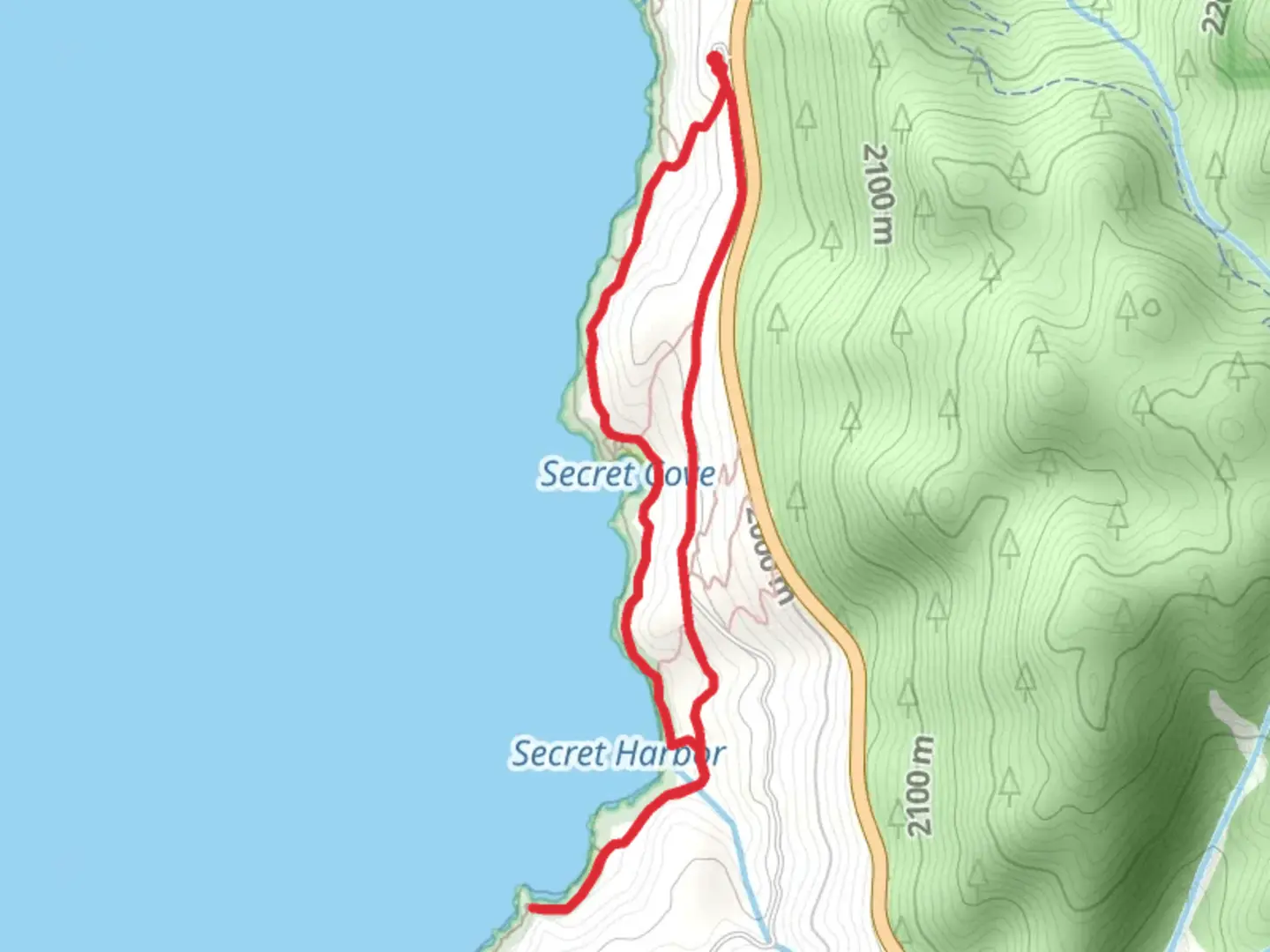 An image depicting the trail Loop beside Secret Harbour and Secret Cove and its surrounding area.