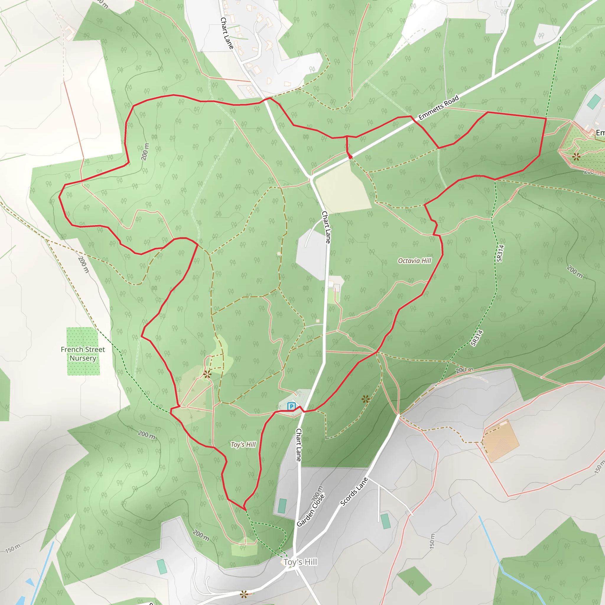 Toys Hill and Octavia Hill Loop mobile static map