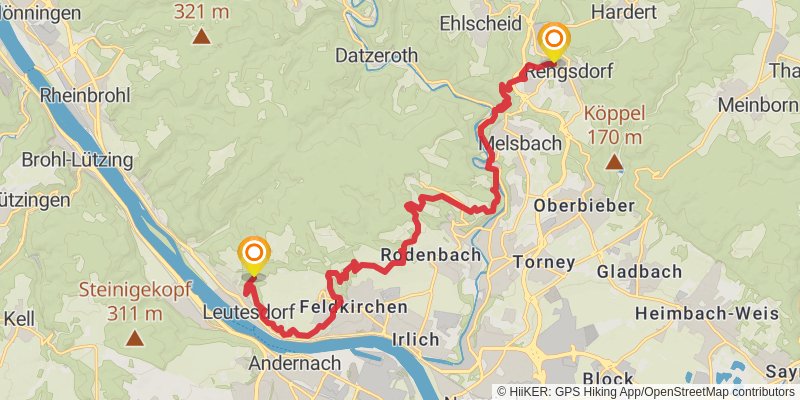 Rheinsteig stage 13 Map